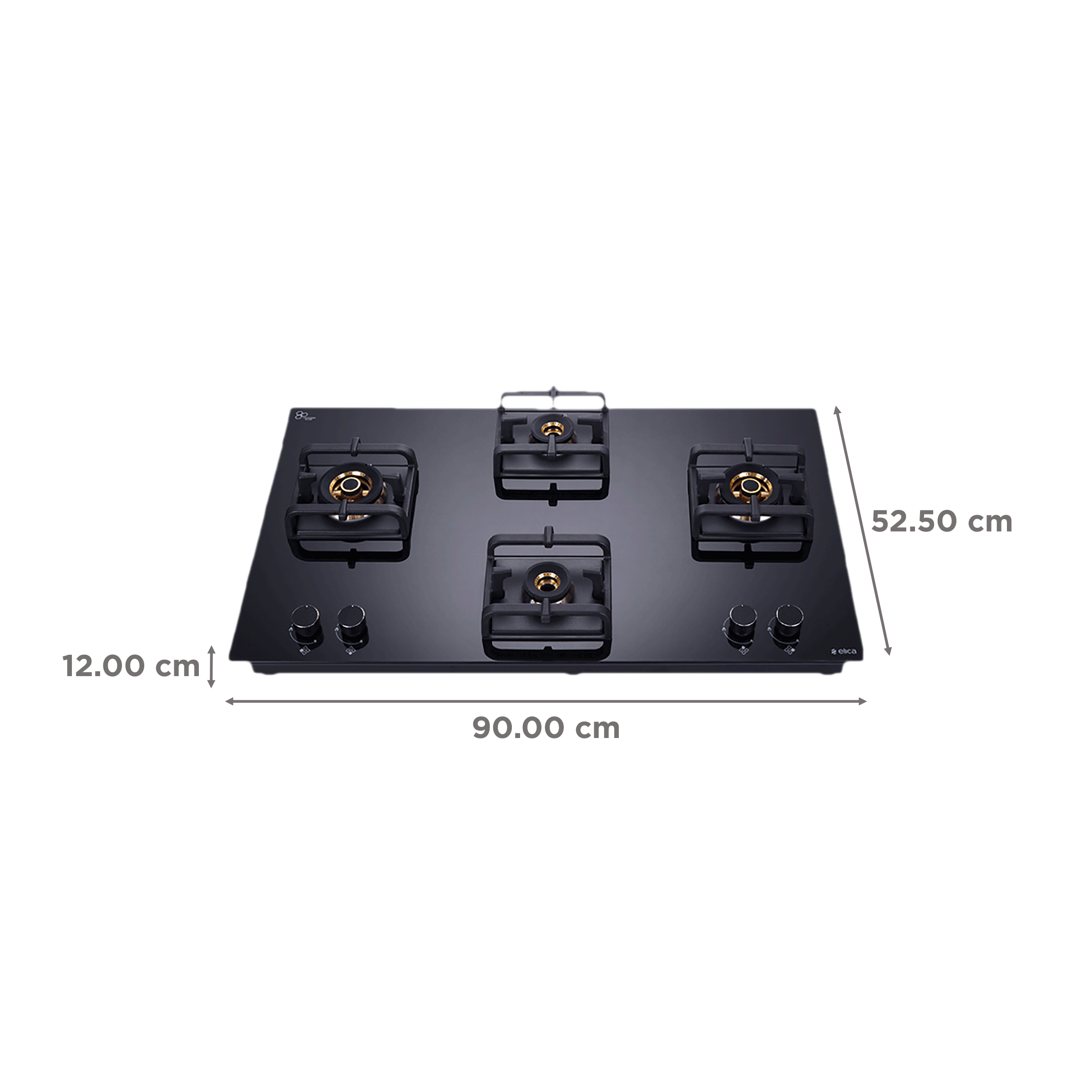 Elica Flexi Pro FB 4B 91 MT DX Glass Top 4 Burner Automatic Electric Hob (Round Metallic Knob, Black)_2