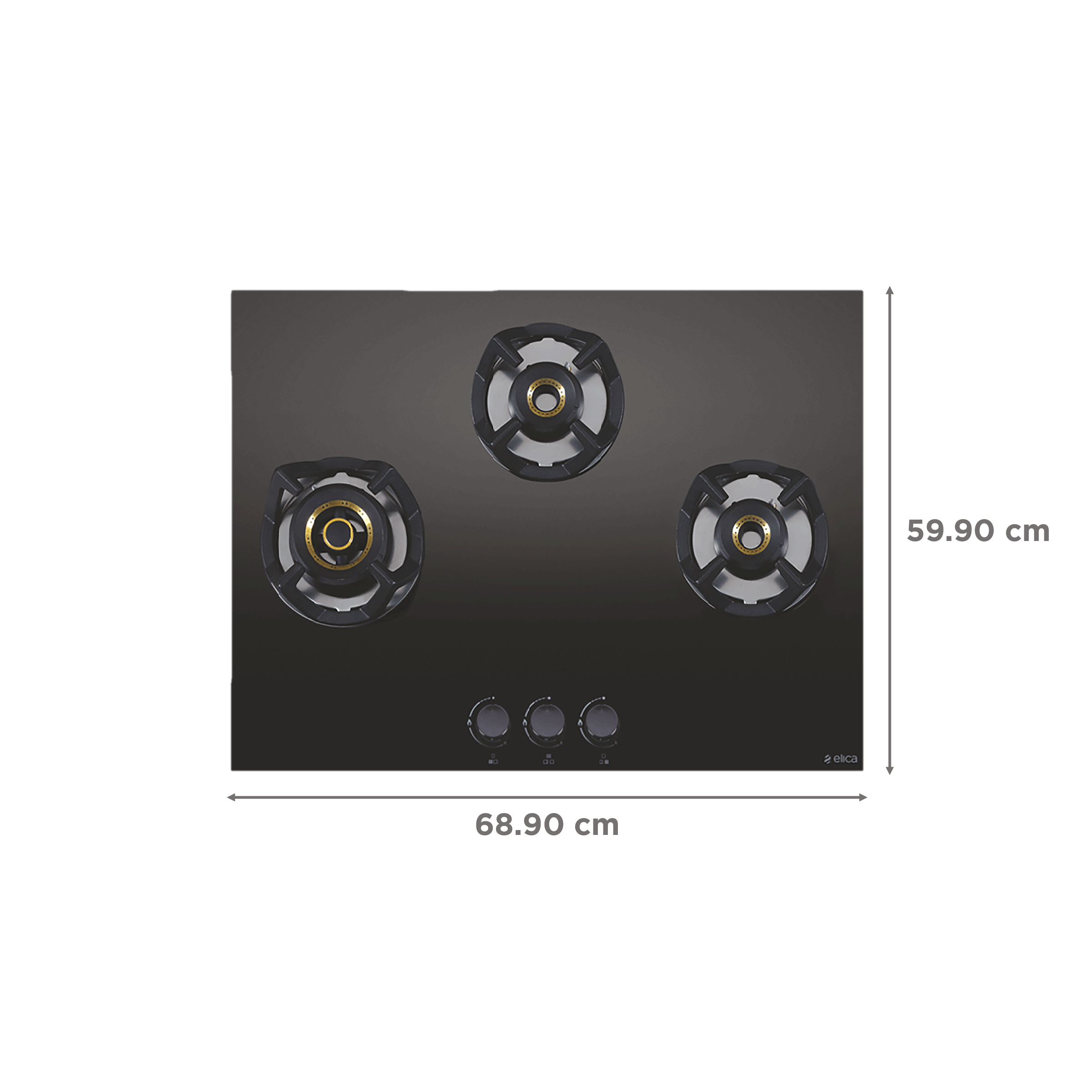 Elica CLASSIC AB 3B 60 Glass Top 3 Burner Automatic Electric Hob (Round Metallic Knob, Black) Elica CLASSIC AB 3B 60 Glass Top 3 Burner Automatic Electric Hob (Round Metallic Knob, Black)_2
