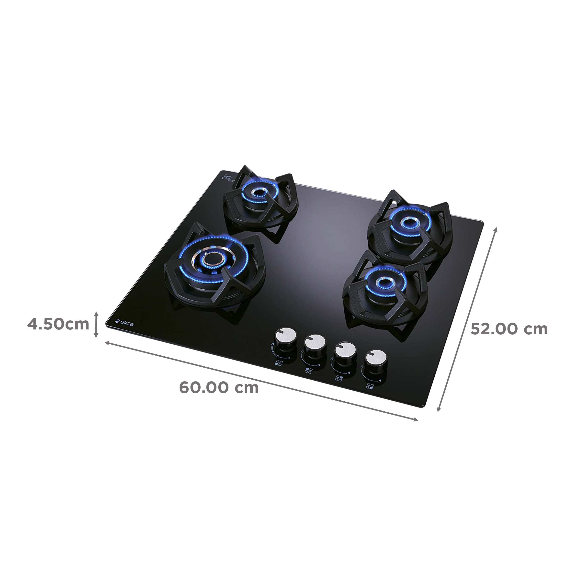 Elica CLASSIC AB 4B 60 Toughened Glass Top 4 Burner Automatic Electric Hob (Multi Flame Control, Black)_2
