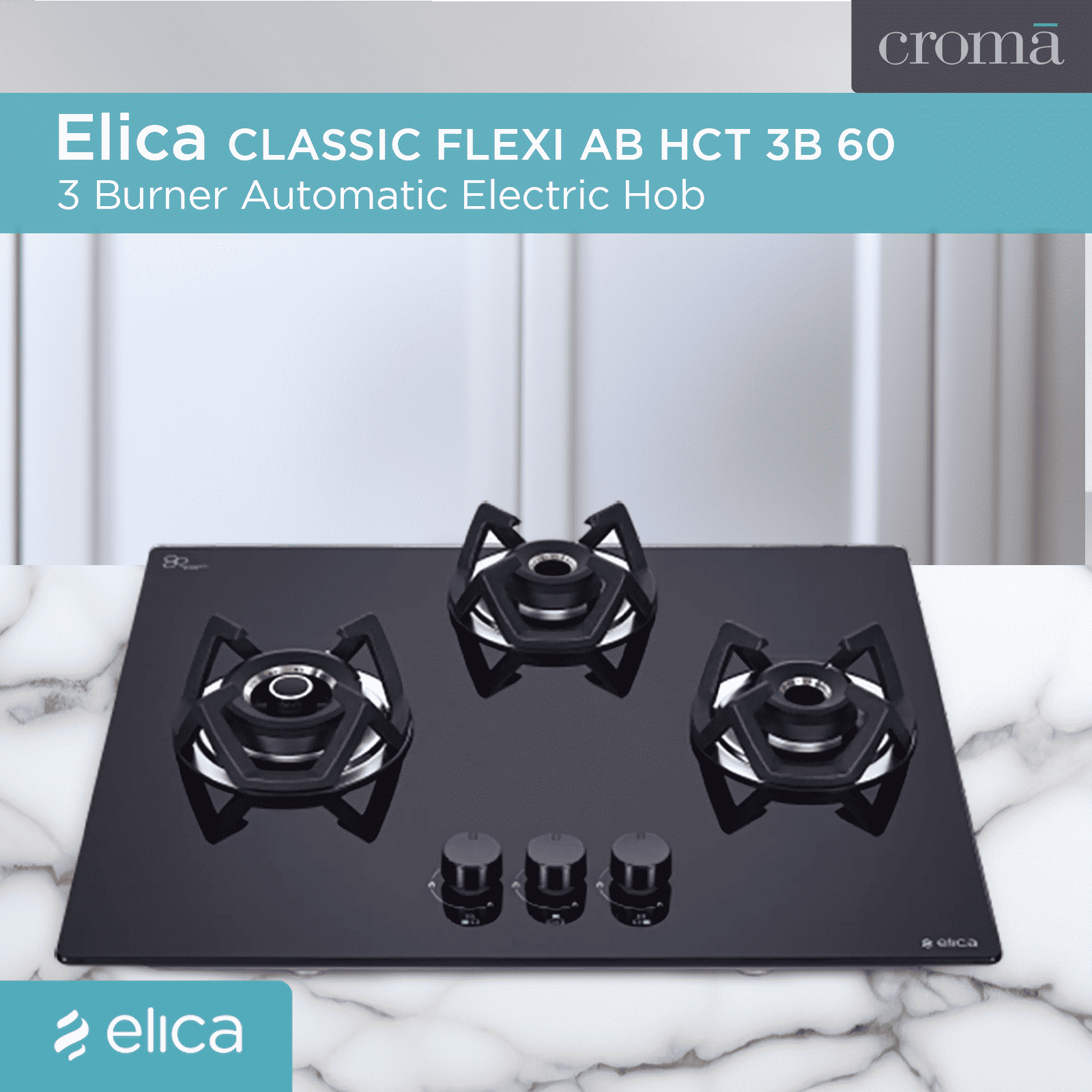 Elica CLASSIC FLEXI AB HCT 3B 60 Toughened Glass Top 3 Burner Automatic Electric Hob (Cast Iron Grid, Black)_6