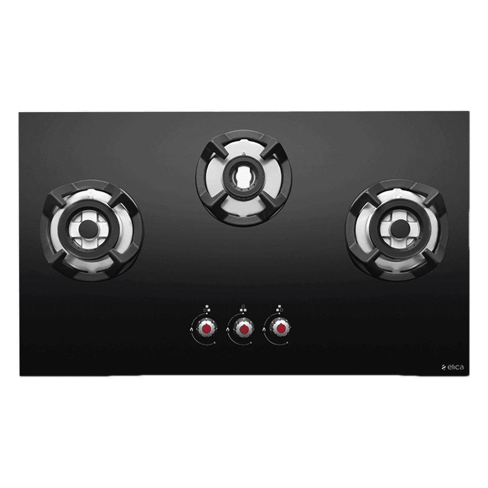 Elica CLASSIC FLEXI AB HCT 3B 75 DX Toughened Glass Top 3 Burner Automatic Electric Hob (Cast Iron Grid, Black)_1