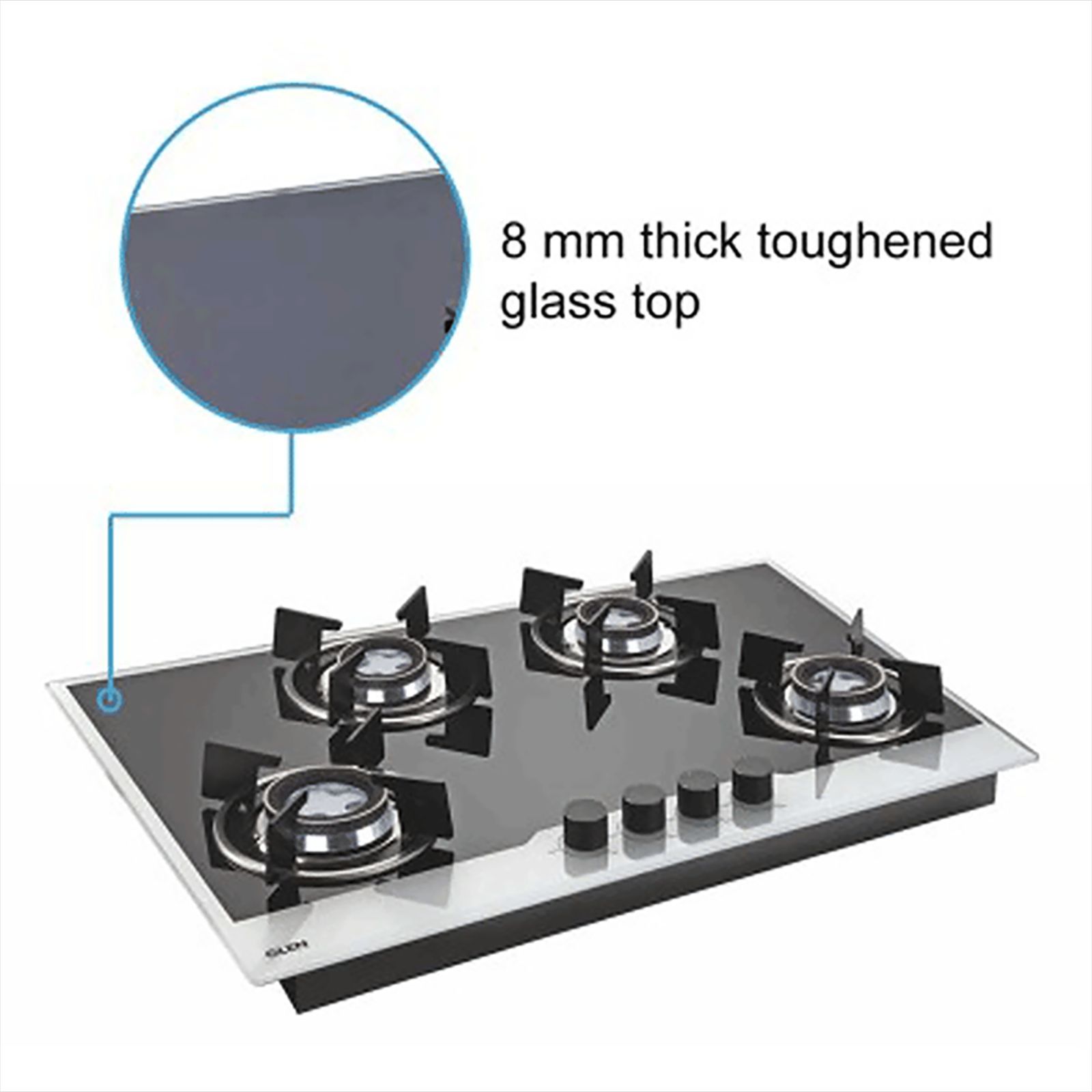 Glen 1074 HT BW Toughened Glass Top 4 Burner Automatic Electric Hob (Battery Operated, Black/White)_7