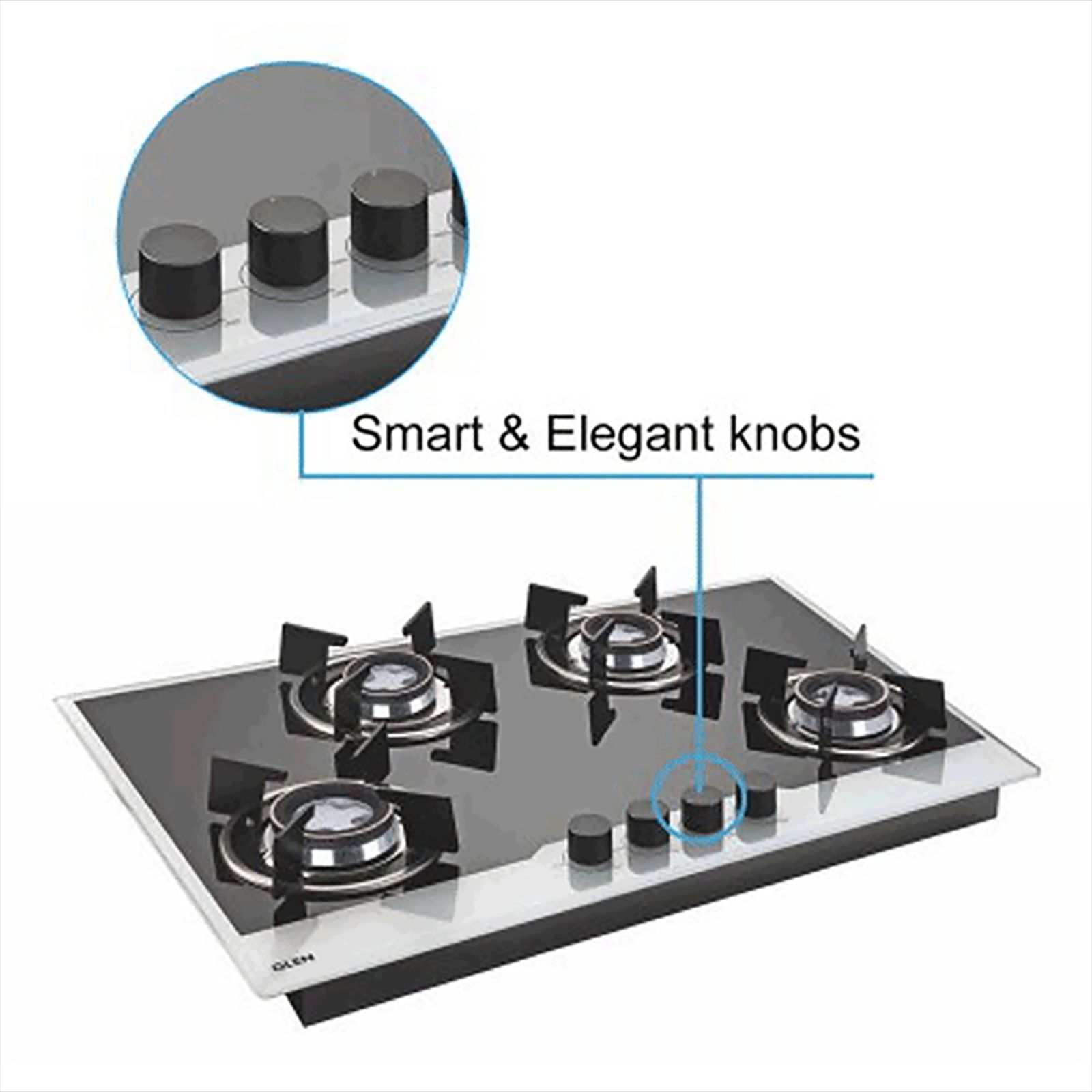 Glen 1074 HT BW Toughened Glass Top 4 Burner Automatic Electric Hob (Battery Operated, Black/White)_9