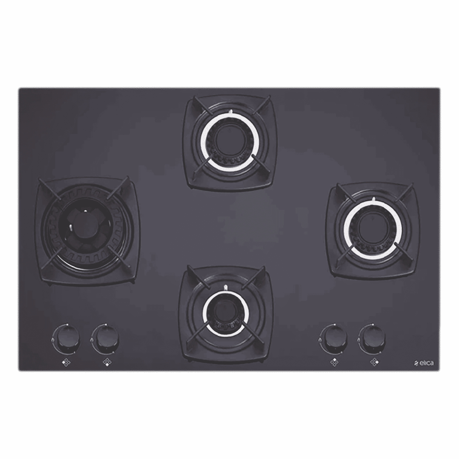 Elica DT MFC 4B 70 SWIRL Glass Top 4 Burner Automatic Hob (Cast Iron Grid, Black) Elica DT MFC 4B 70 SWIRL Glass Top 4 Burner Automatic Hob (Cast Iron Grid, Black)_1
