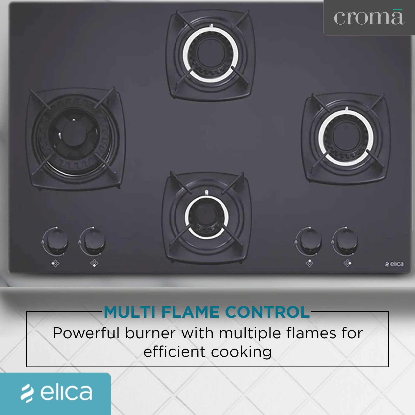 Elica DT MFC 4B 70 SWIRL Glass Top 4 Burner Automatic Hob (Cast Iron Grid, Black) Elica DT MFC 4B 70 SWIRL Glass Top 4 Burner Automatic Hob (Cast Iron Grid, Black)_7