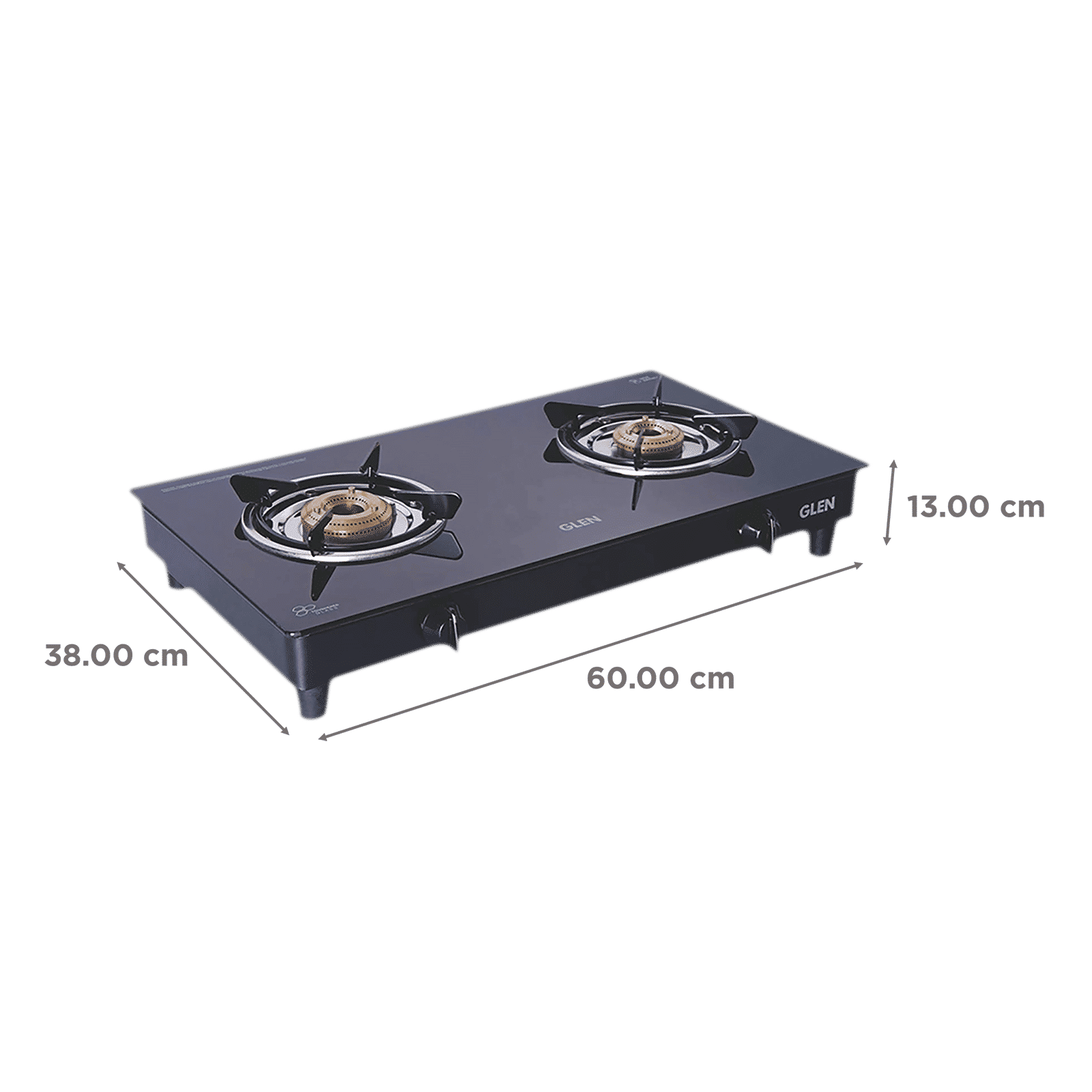 Glen 1020 GT BB BL Toughened Glass Top 2 Burner Manual Gas Stove (360 Degree Revolving Nozzle, Black)_2
