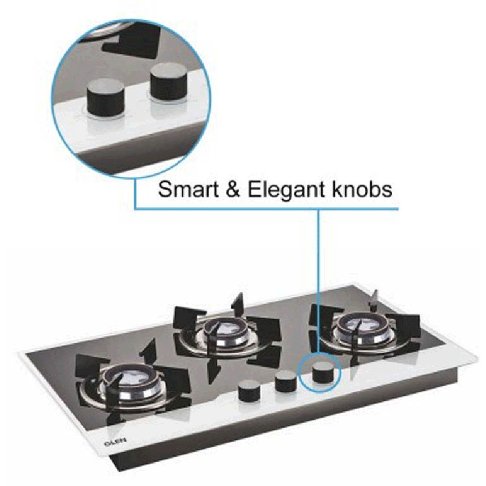 Glen 1073 HT BW Toughened Glass Top 3 Burner Automatic Hob (Sturdy Pan Support, Black/White)_7