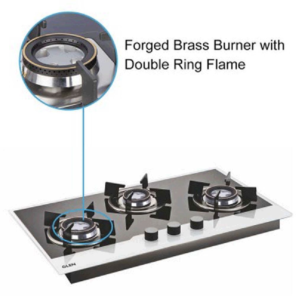 Glen 1073 HT BW Toughened Glass Top 3 Burner Automatic Hob (Sturdy Pan Support, Black/White)_8