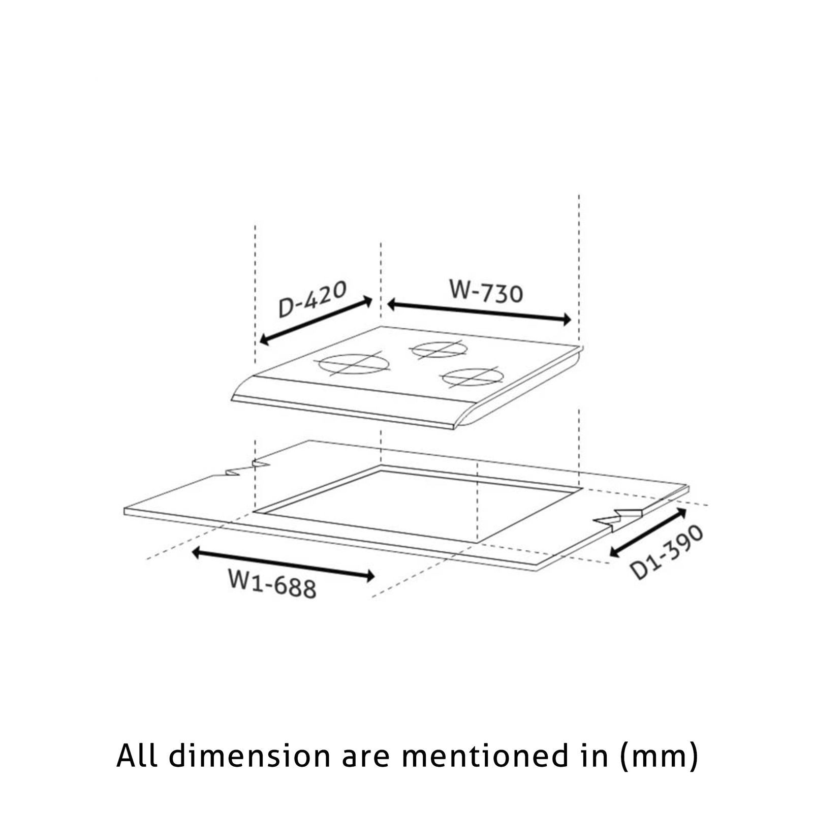Glen 1073 HT BW Toughened Glass Top 3 Burner Automatic Hob (Sturdy Pan Support, Black/White)_10
