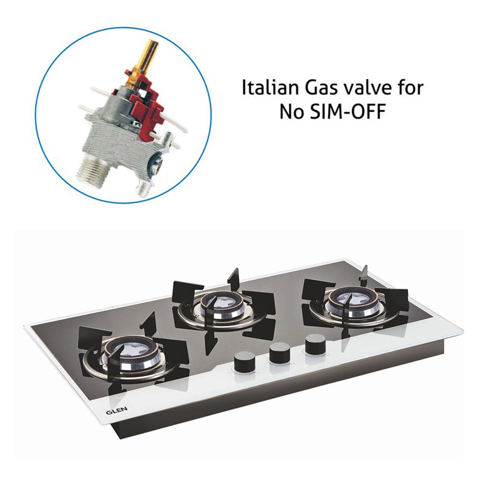 Glen 1073 HT BW Toughened Glass Top 3 Burner Automatic Hob (Sturdy Pan Support, Black/White)_13