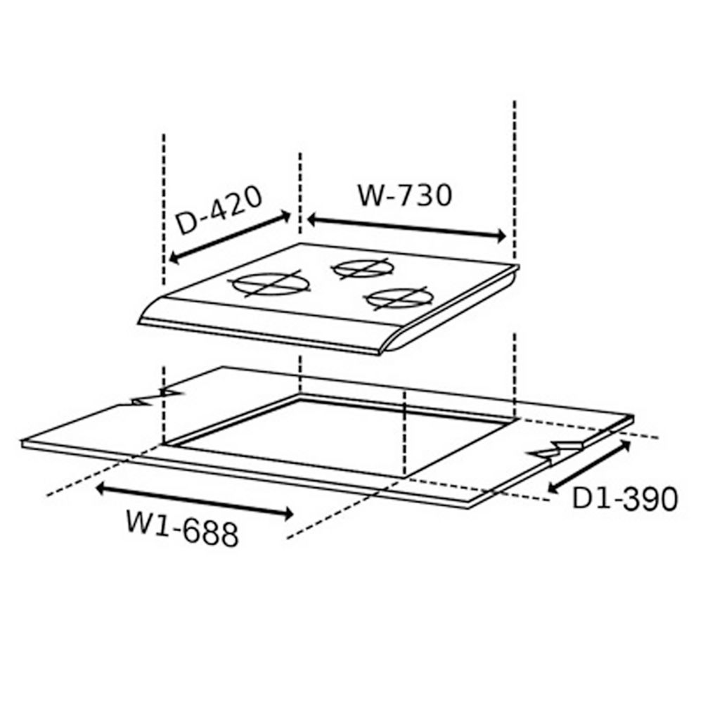 Glen 1073 HT BW Toughened Glass Top 3 Burner Automatic Hob (Sturdy Pan Support, Black/White)_5