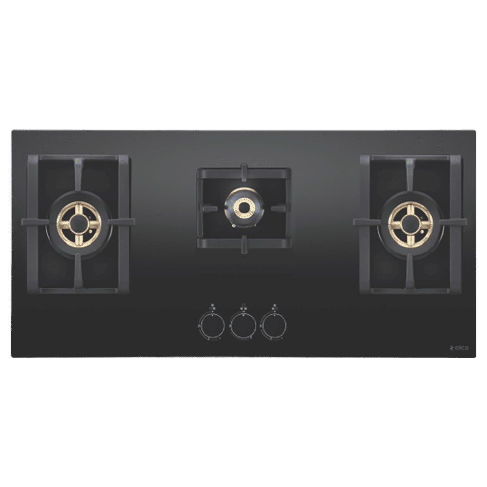 Elica PRO FB MFC 3B 90 DX FFD Glass Top 3 Burner Automatic Electric Hob (Round Metallic Knob, Black)_1