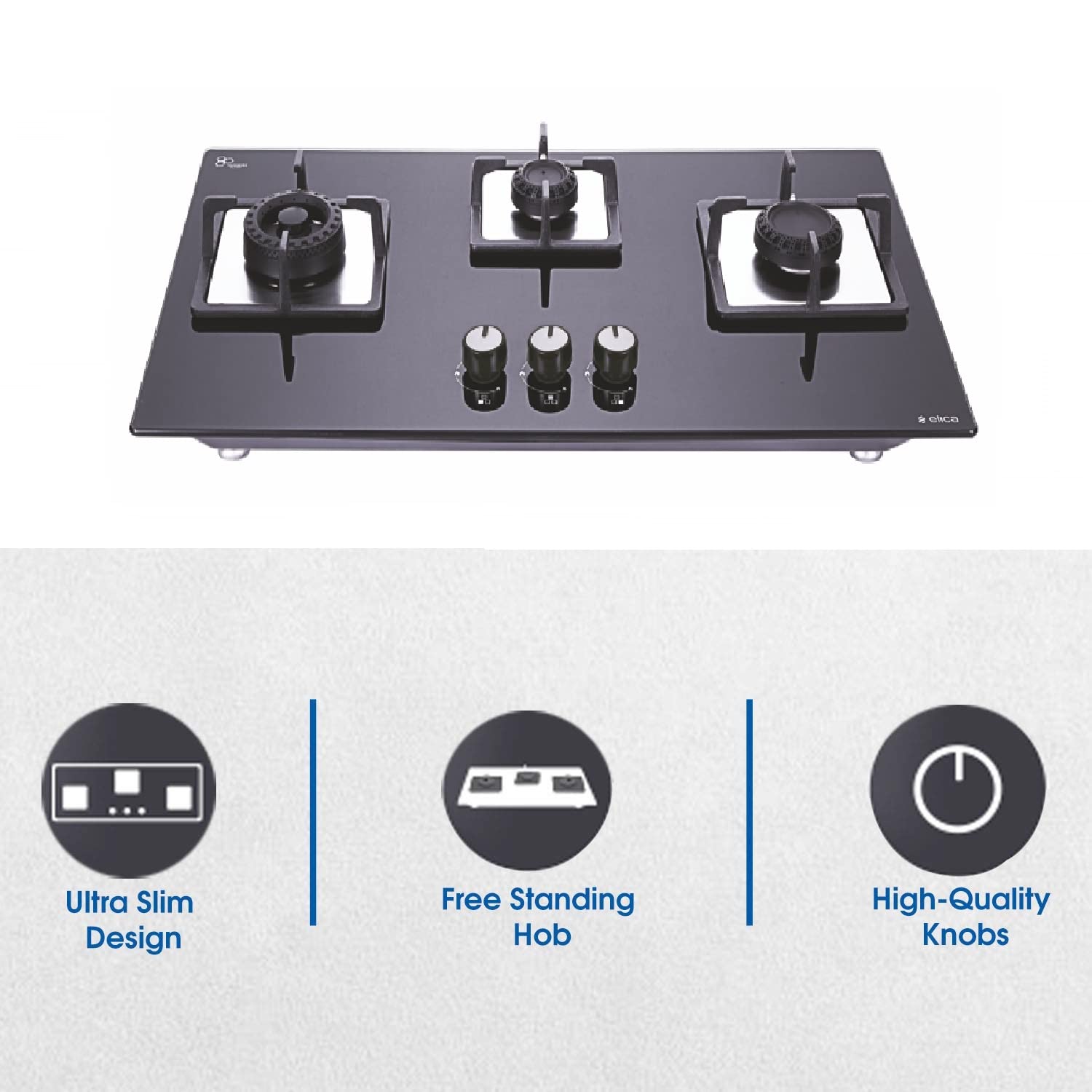 Elica Flexi Swirl 3B 75 MT NX Glass Top 3 Burner Automatic Electric Hob (Round Metallic Knob, Black)_7