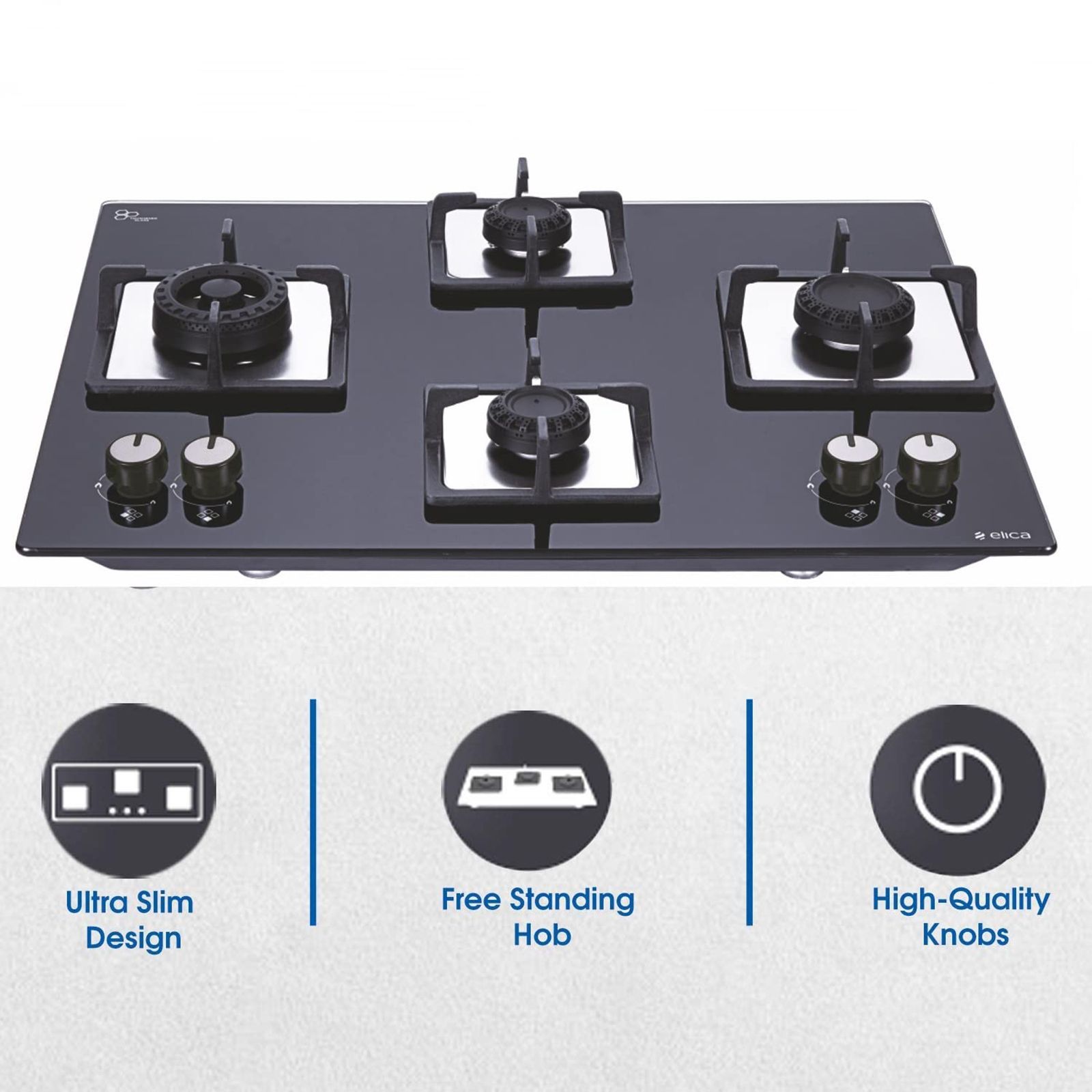 Elica Flexi Swirl 4B 70 MT NX Glass Top 4 Burner Automatic Electric Hob (Round Metallic Knob, Black)_6
