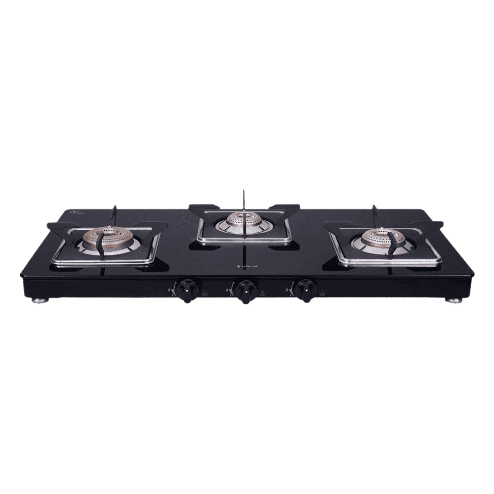Elica 773 CT VETRO (SLIMLINE SPF) Toughened Glass Top 3 Burner Manual Gas Stove (Square Euro Coated Grids, Black)_8