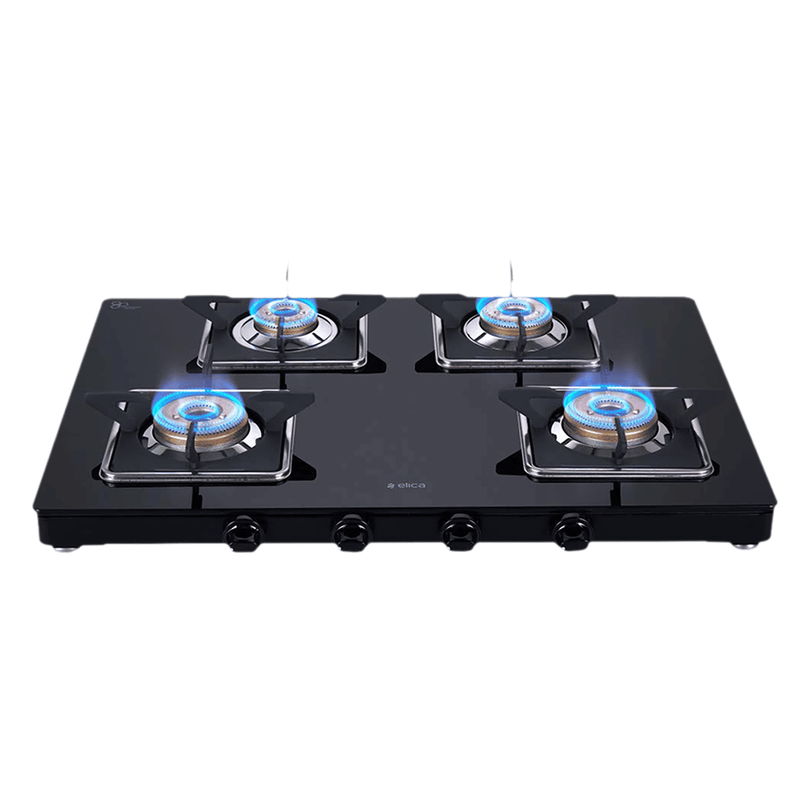 elica 694 CT VETRO (SLIMLINE SPF) Glass Top 4 Burner Manual Gas Stove (Square Euro Coated Grids, Black)_1