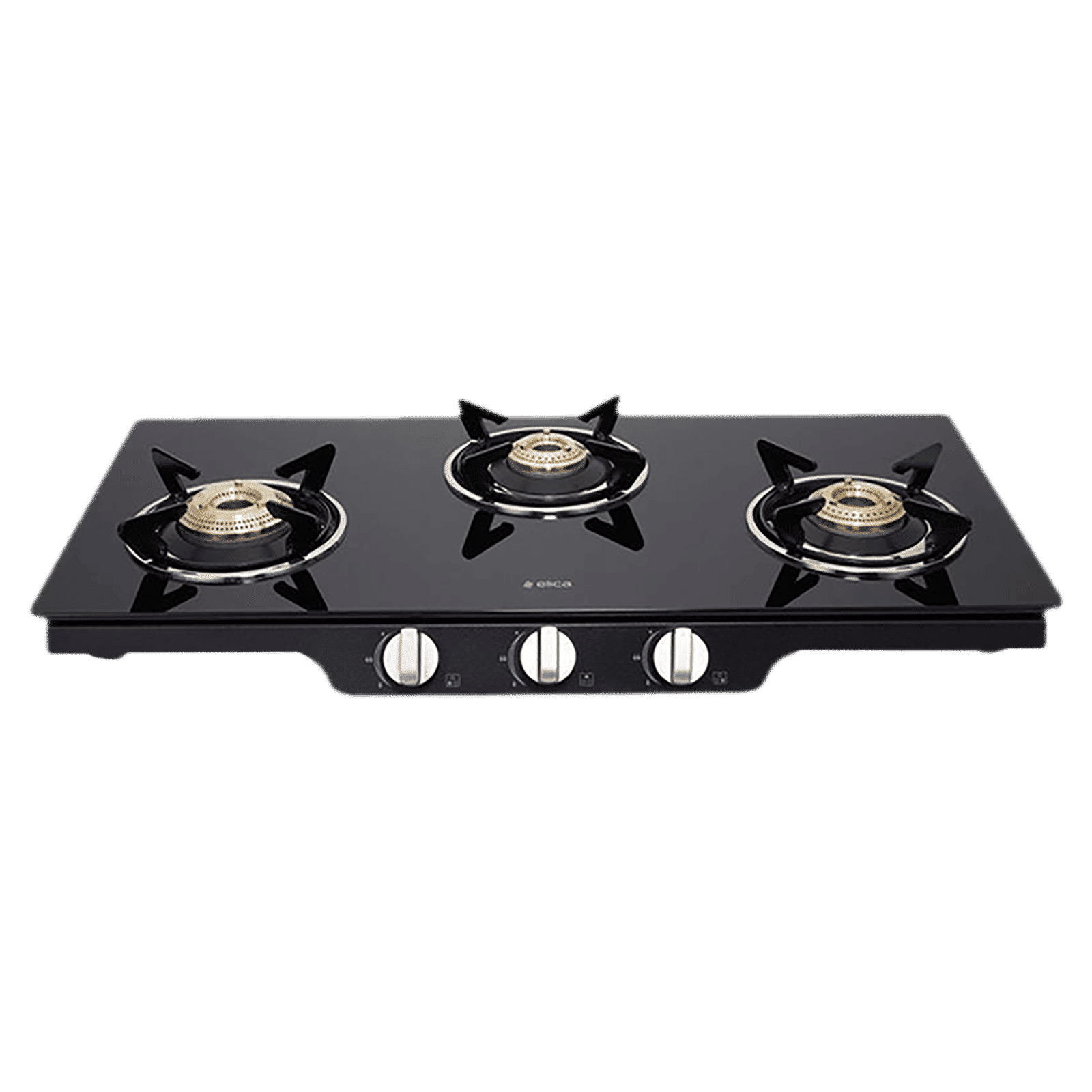 Elica Patio ICT 773 BLK SPF Series Toughened Glass Top 3 Burner Manual Gas Stove (Square Enamelled Grid Supports, Black)_1