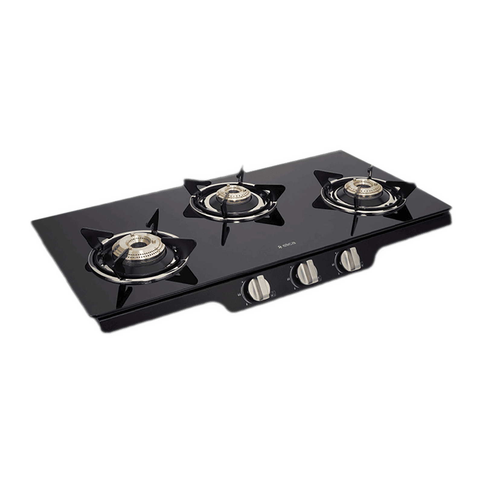 Elica Patio ICT 773 BLK SPF Series Toughened Glass Top 3 Burner Manual Gas Stove (Square Enamelled Grid Supports, Black)_6