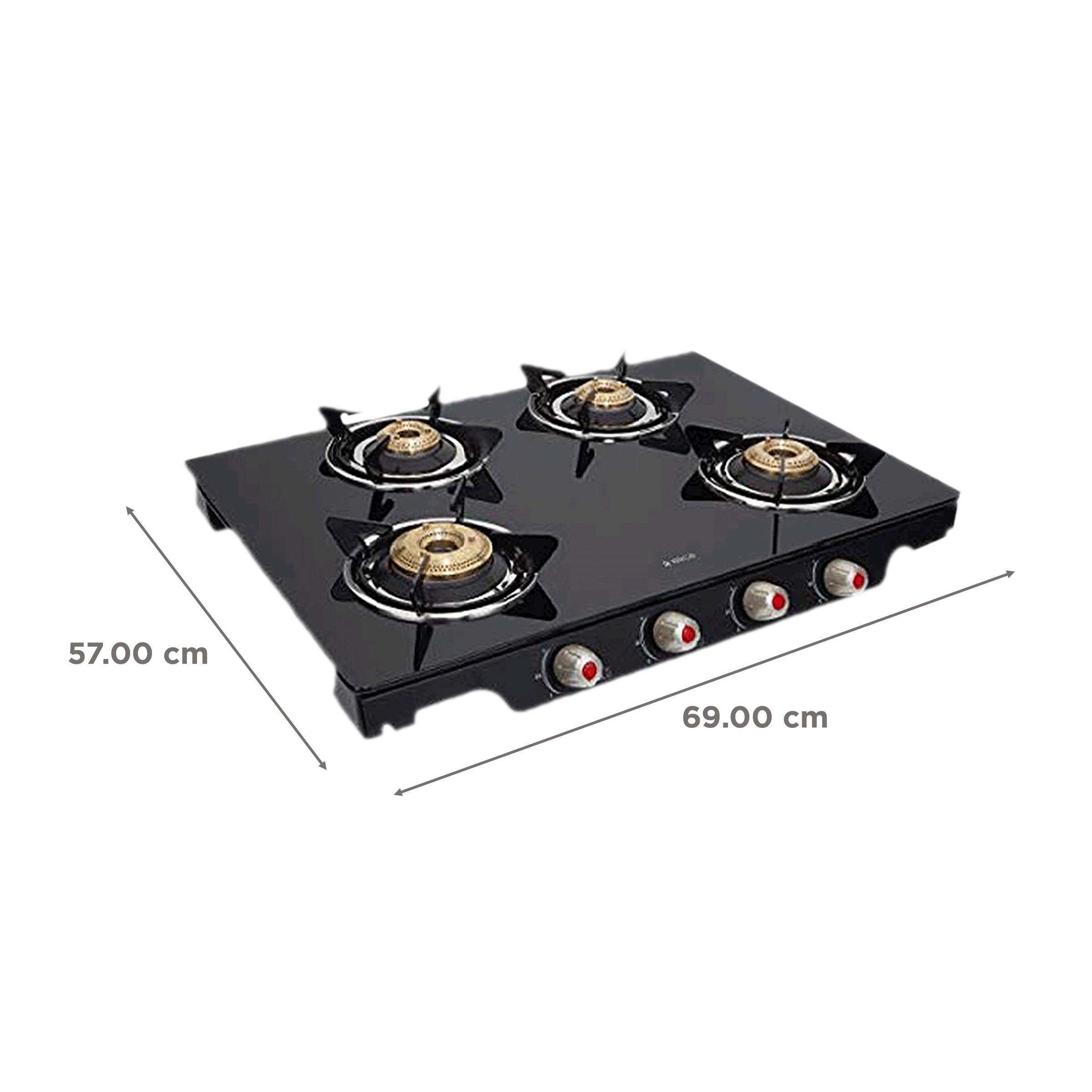 Elica Patio ICT 469 BLK S (SPF SERIES) Glass Top 4 Burner Manual Gas Stove (Euro Coated Grid, Black)_2