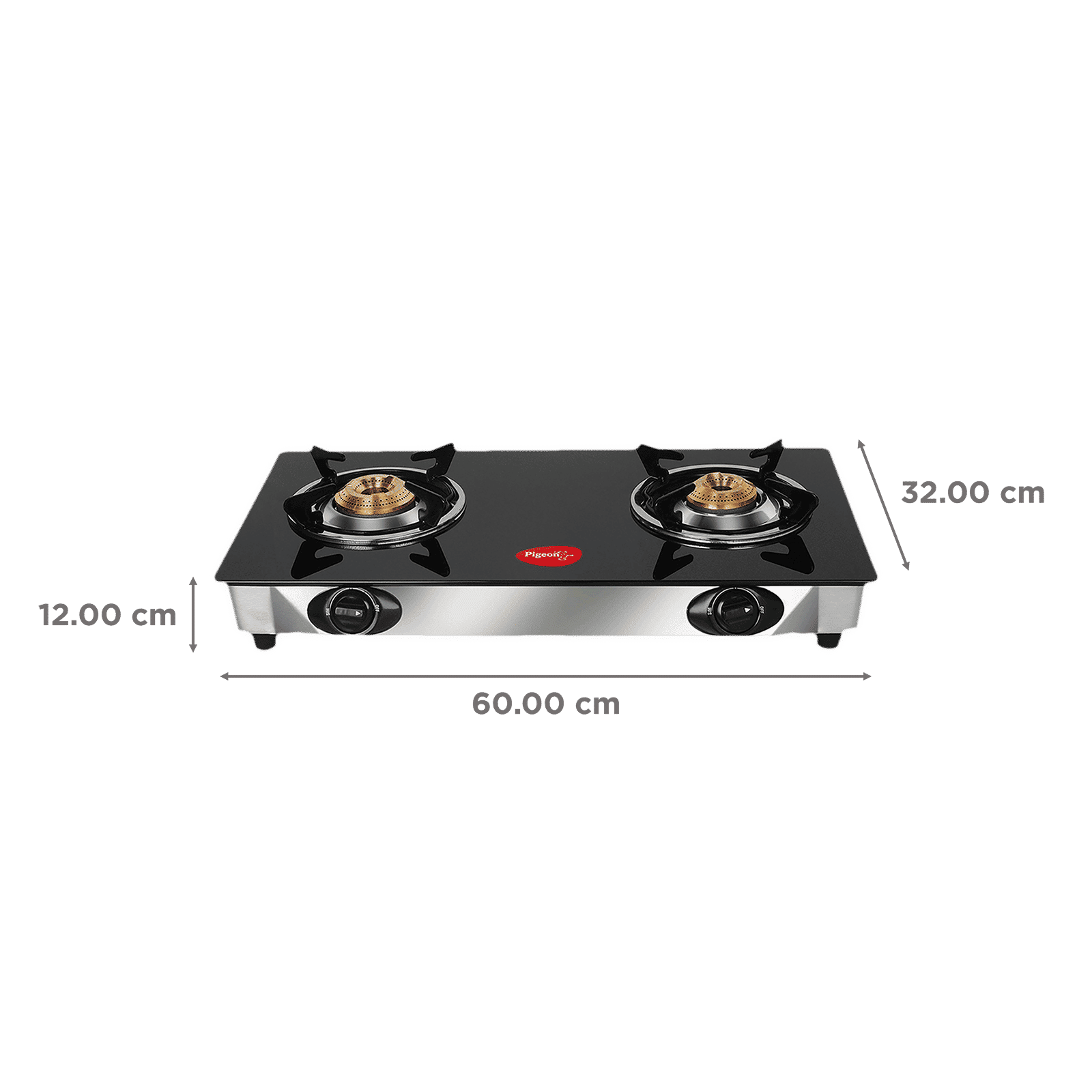 Pigeon Ayush Toughened Glass Top 2 Burner Manual Gas Stove (Rust Proof, Black)_2