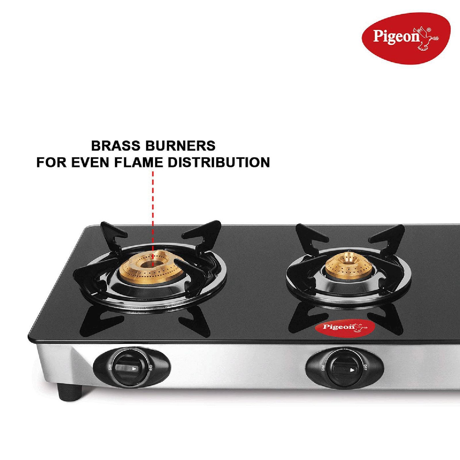 Pigeon Ayush Toughened Glass Top 3 Burner Manual Gas Stove (Unique Pan Support, Black)_10