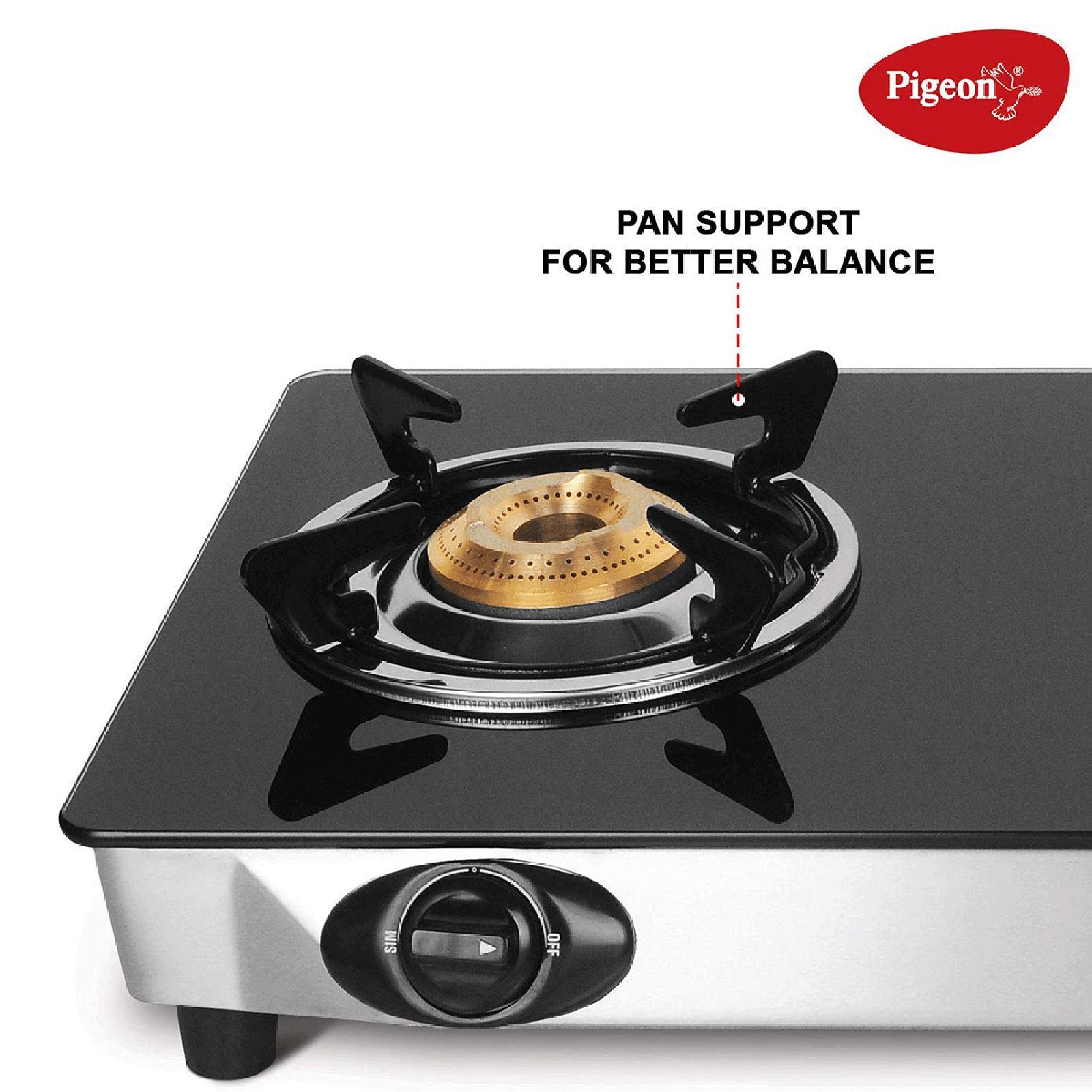 Pigeon Ayush Toughened Glass Top 3 Burner Manual Gas Stove (Unique Pan Support, Black)_12