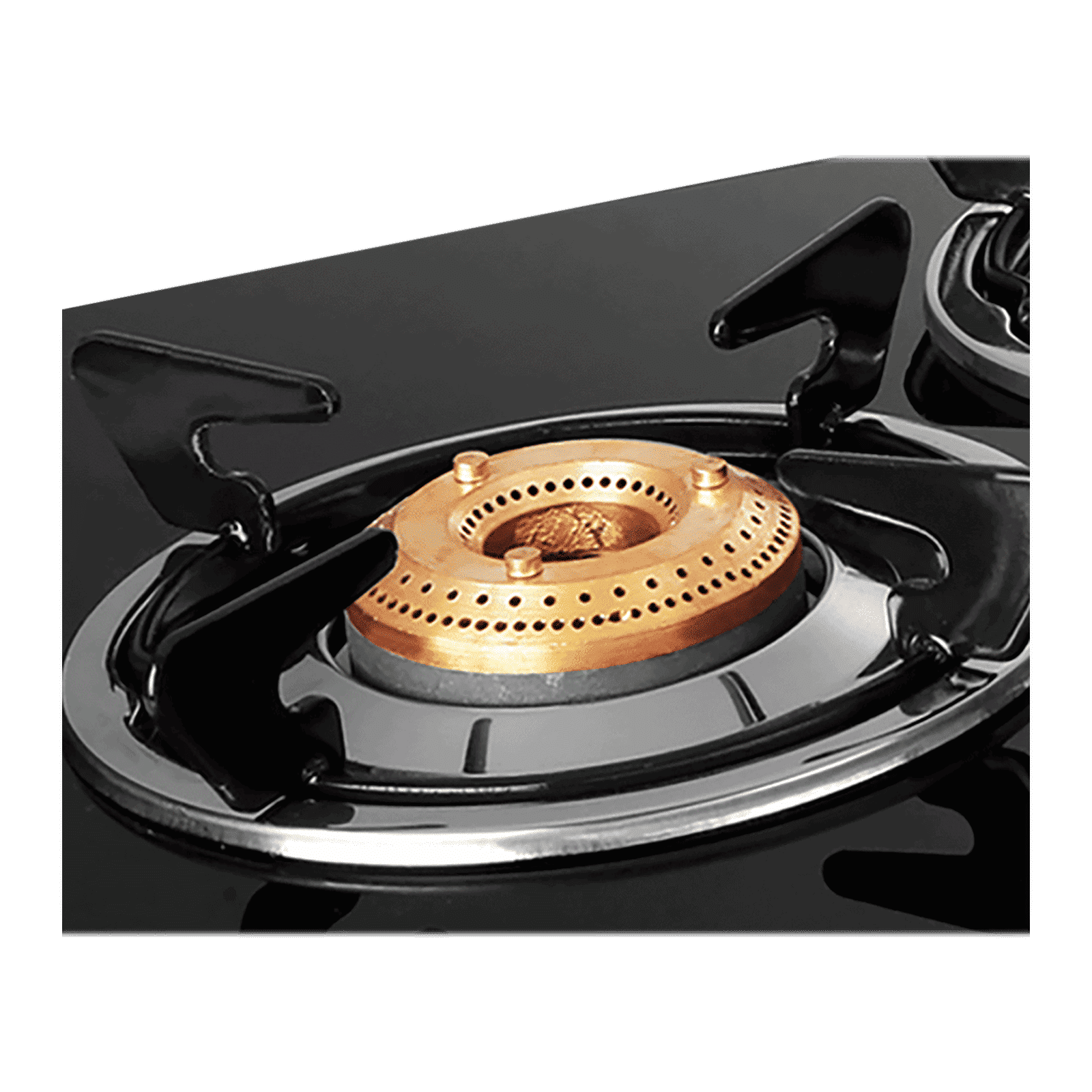 Pigeon Scarlet Toughened Glass Top 4 Burner Manual Gas Stove (Spill Proof Pan Support, Black)_4