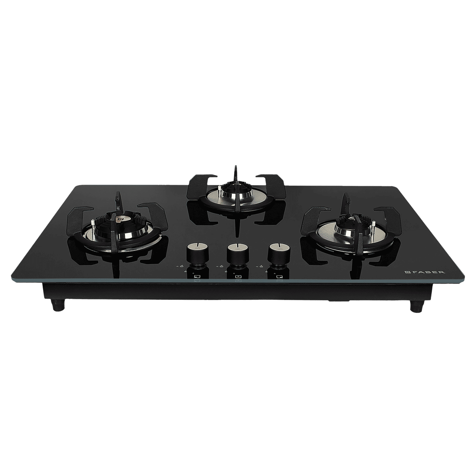 Faber Maxus HT783 CRS BR CI AI Toughened Glass Top 3 Burner Automatic Hob (High Quality Knob, Black)_1