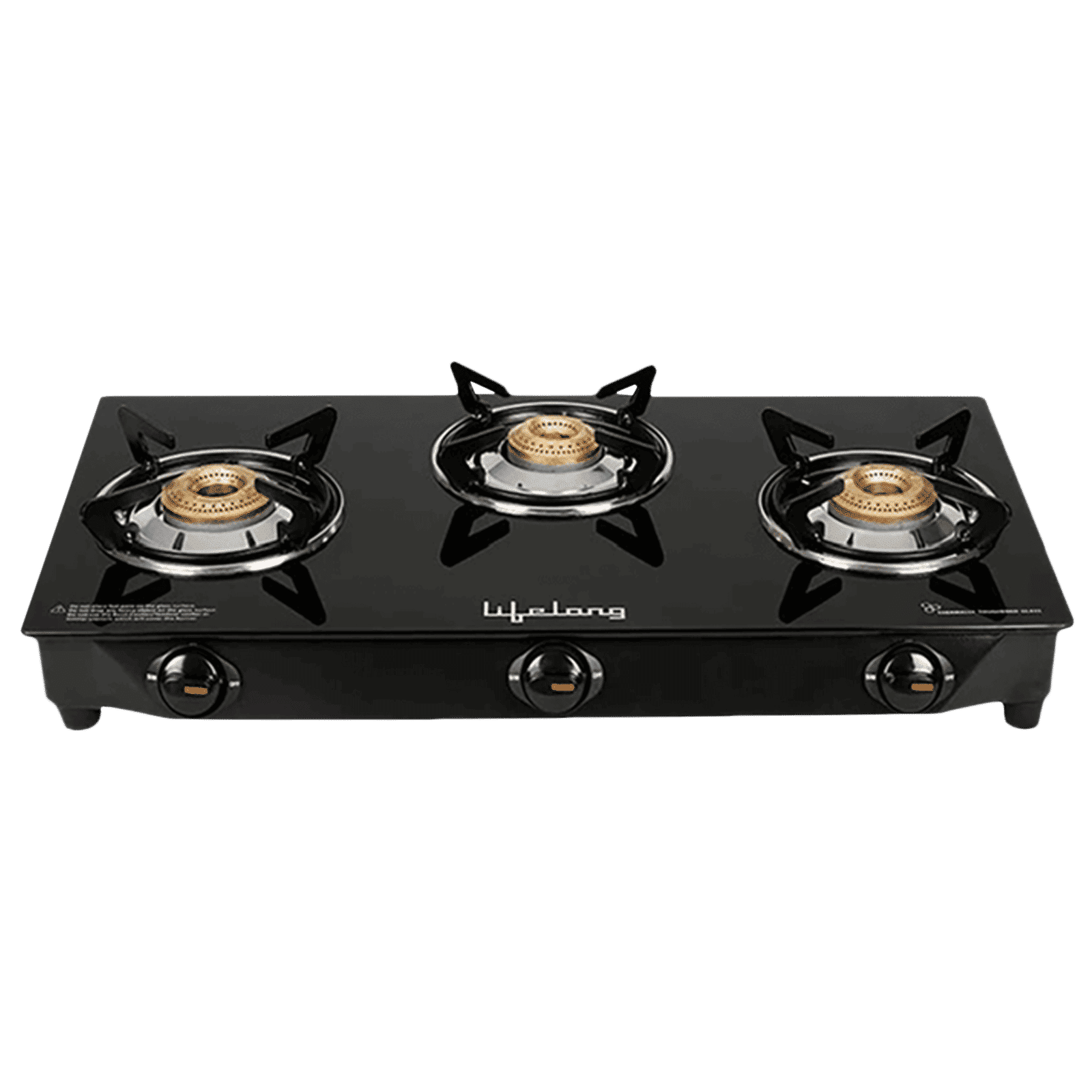 Lifelong LLGS18 Toughened Glass Top 3 Burner Manual Gas Stove (Anti-Skid Feet, Black)_1