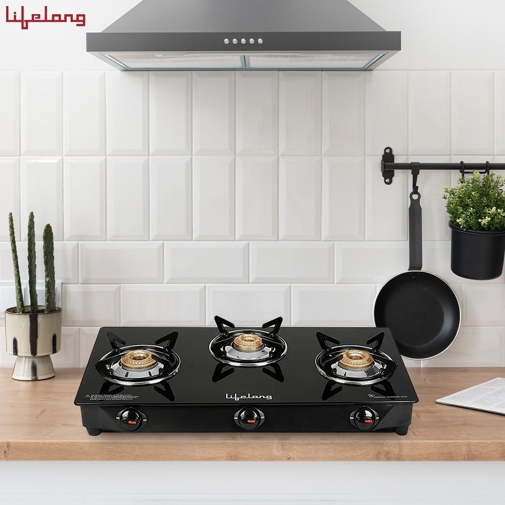 Lifelong LLGS18 Toughened Glass Top 3 Burner Manual Gas Stove (Anti-Skid Feet, Black)_11
