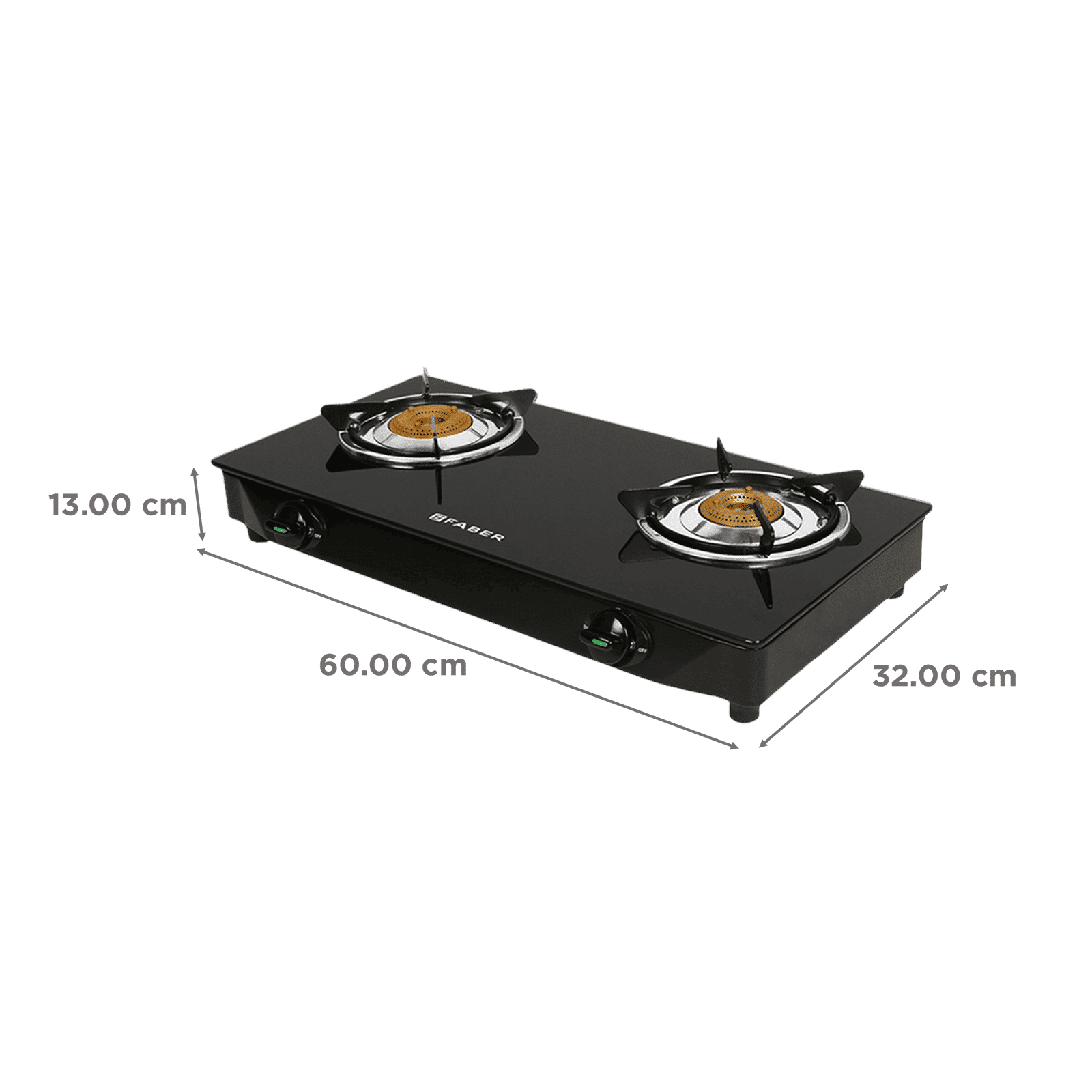 FABER Power Toughened Glass Top 2 Burner Manual Gas Stove (Powder Coated Round Pan Support, Black) FABER Power Toughened Glass Top 2 Burner Manual Gas Stove (Powder Coated Round Pan Support, Black)_2