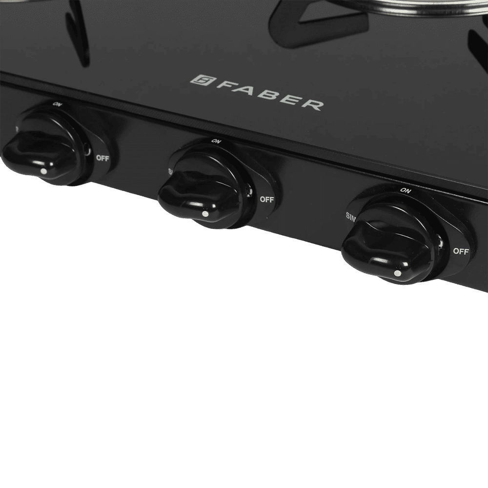 Faber Power 3BB BK Tempered Glass Top 3 Burner Manual Gas Stove (Feather Touch Knob Control, Black)_9
