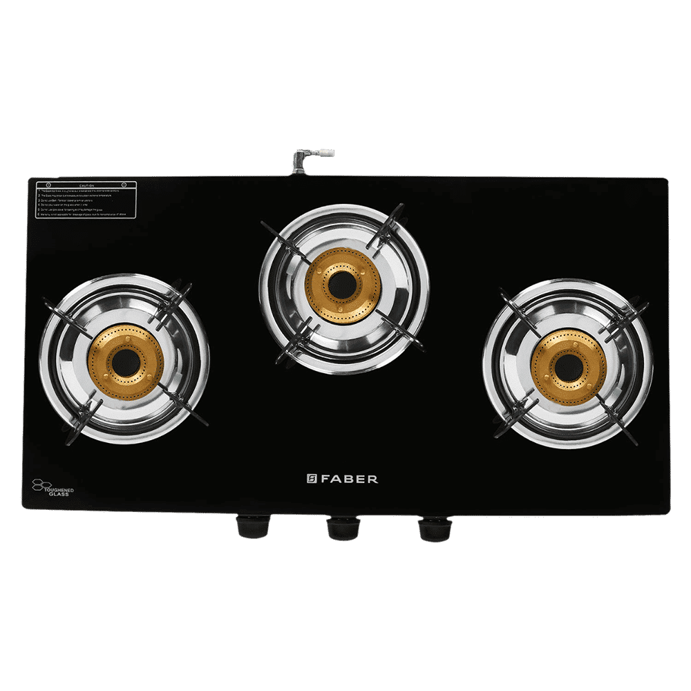 Faber Power 3BB BK Tempered Glass Top 3 Burner Manual Gas Stove (Feather Touch Knob Control, Black)_6