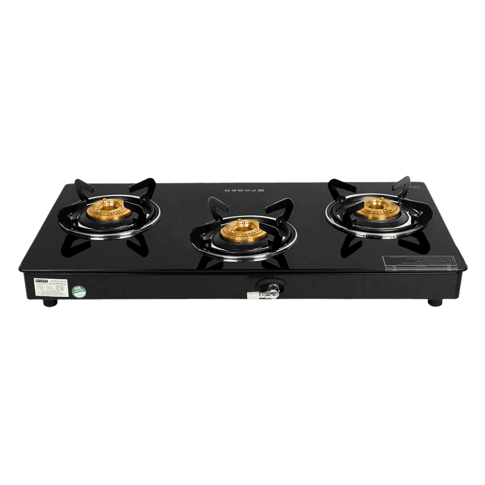 Faber Power 3BB BK Tempered Glass Top 3 Burner Manual Gas Stove (Feather Touch Knob Control, Black)_7
