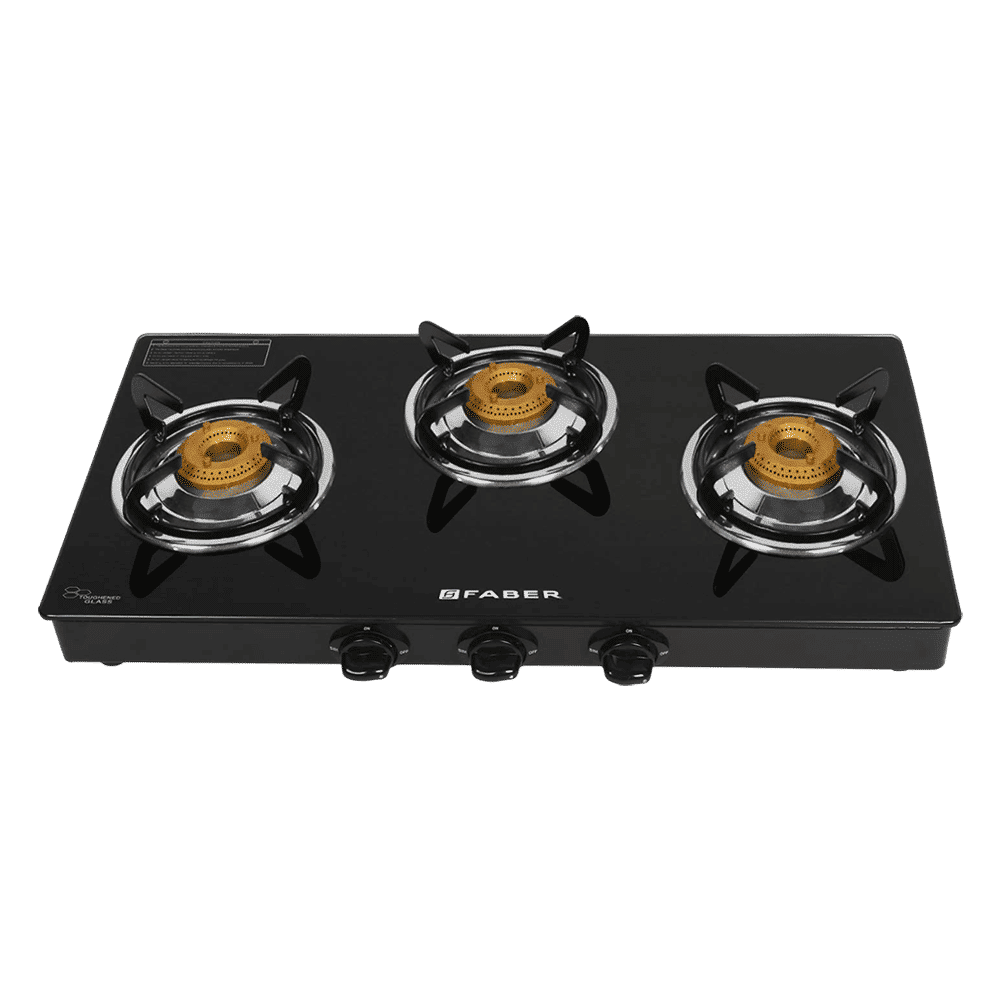 Faber Power 3BB BK Tempered Glass Top 3 Burner Manual Gas Stove (Feather Touch Knob Control, Black)_8