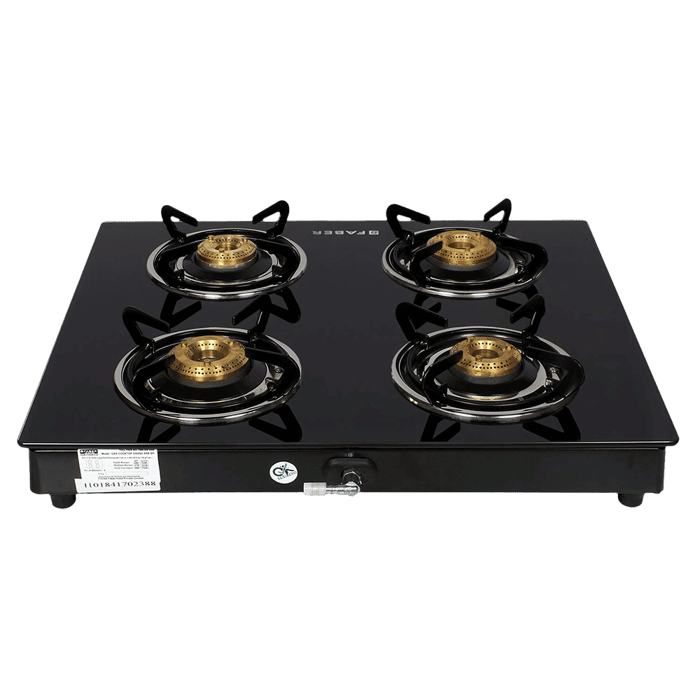 Faber Power 4BB BK Toughened Glass Top 4 Burner Manual Gas Stove (Powder Coating Round Pan Support, Black)_11