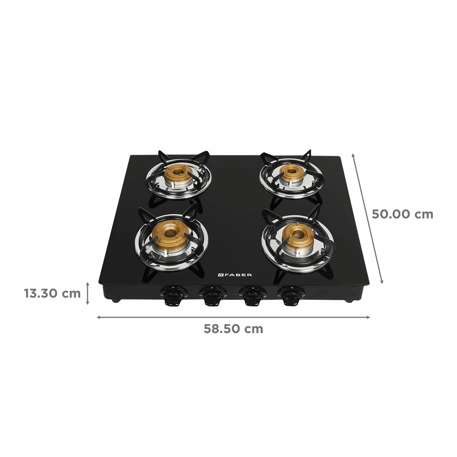Faber Power 4BB BK Toughened Glass Top 4 Burner Manual Gas Stove (Powder Coating Round Pan Support, Black)_2