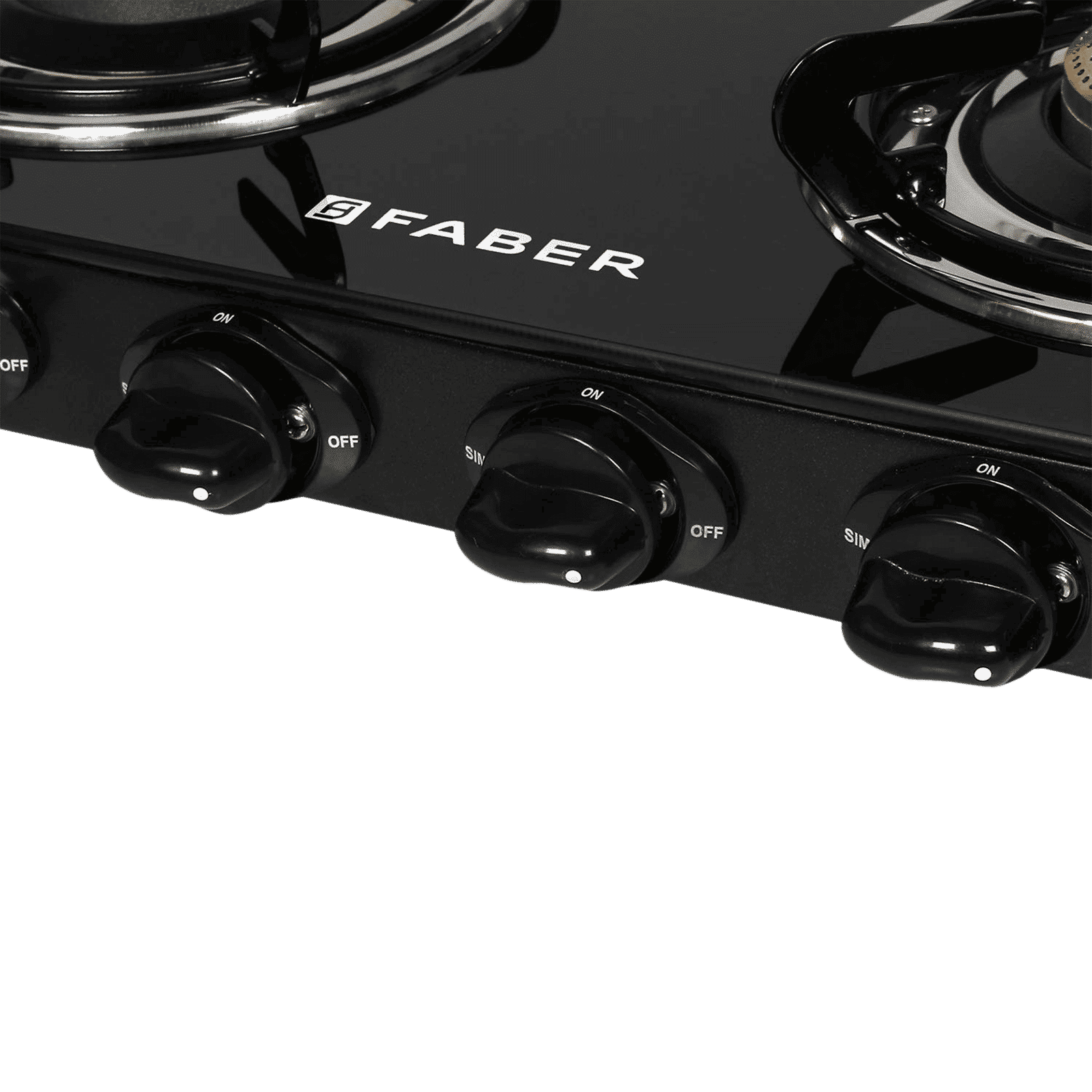 Faber Power 4BB BK Toughened Glass Top 4 Burner Manual Gas Stove (Powder Coating Round Pan Support, Black)_5