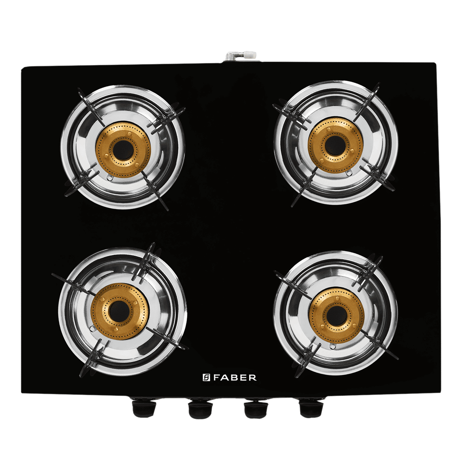 Faber Power 4BB BK Toughened Glass Top 4 Burner Manual Gas Stove (Powder Coating Round Pan Support, Black)_6