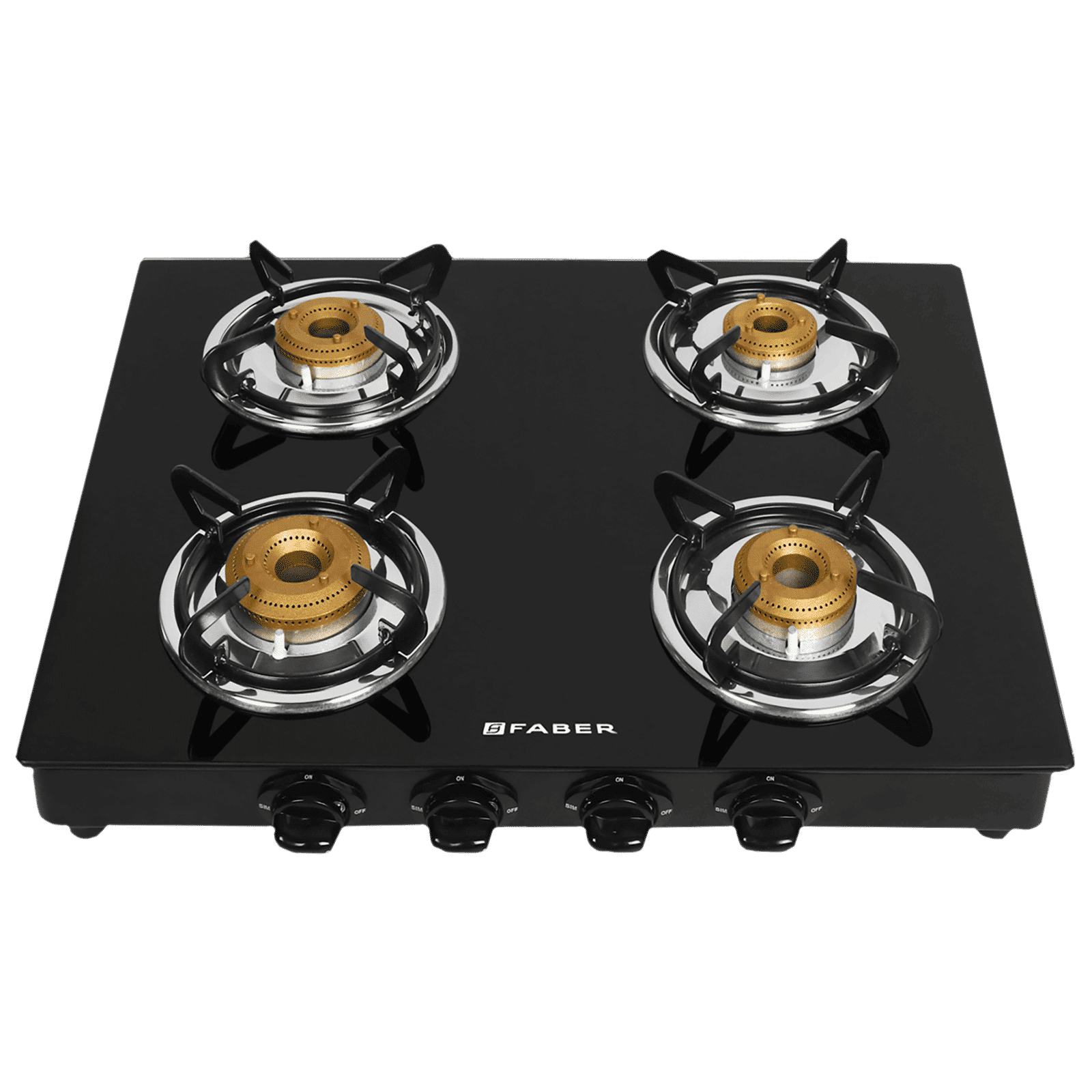 Faber Power 4BB BK Toughened Glass Top 4 Burner Manual Gas Stove (Powder Coating Round Pan Support, Black)_8