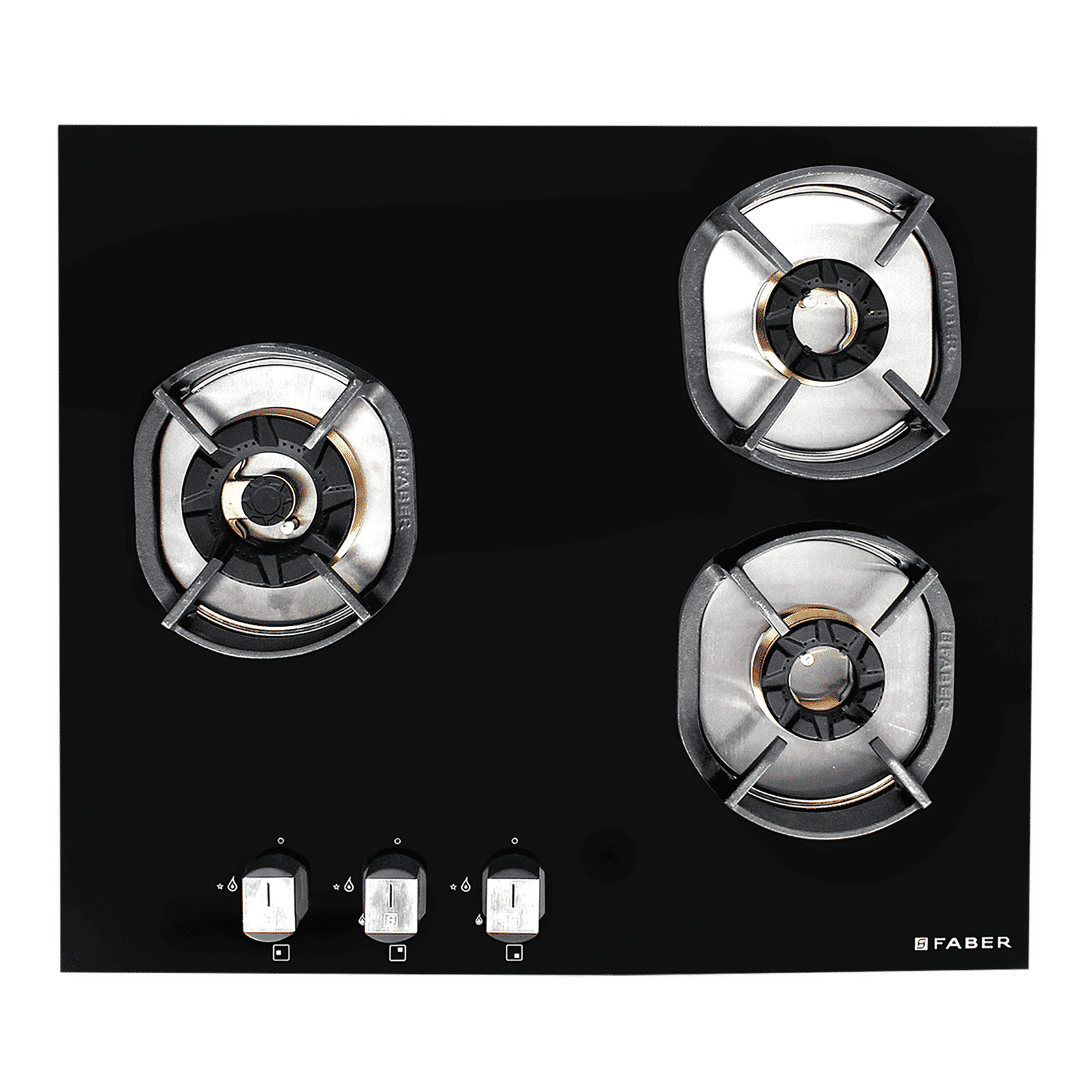 Faber Nexus IND HT603 CRS BR CI AI Toughened Glass Top 3 Burner Automatic Hob (Heavy Duty Pan Support, Black)_1