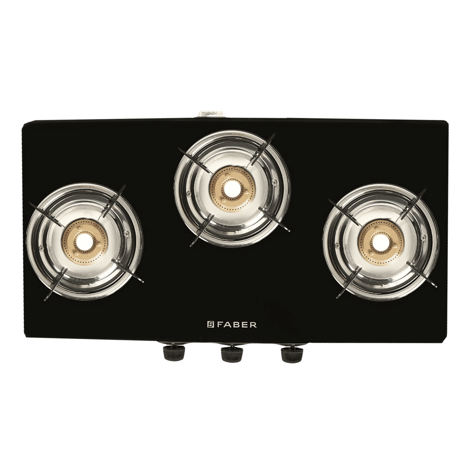 Faber Power 3BB SS Toughened Glass Top 3 Burner Manual Gas Stove (Anti Leak Technology, Black)_1