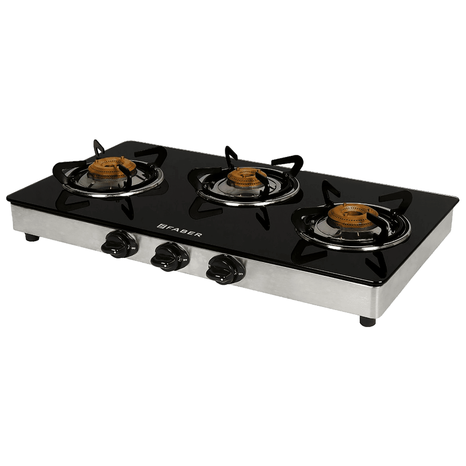 Faber Power 3BB SS Toughened Glass Top 3 Burner Manual Gas Stove (Anti Leak Technology, Black)_7