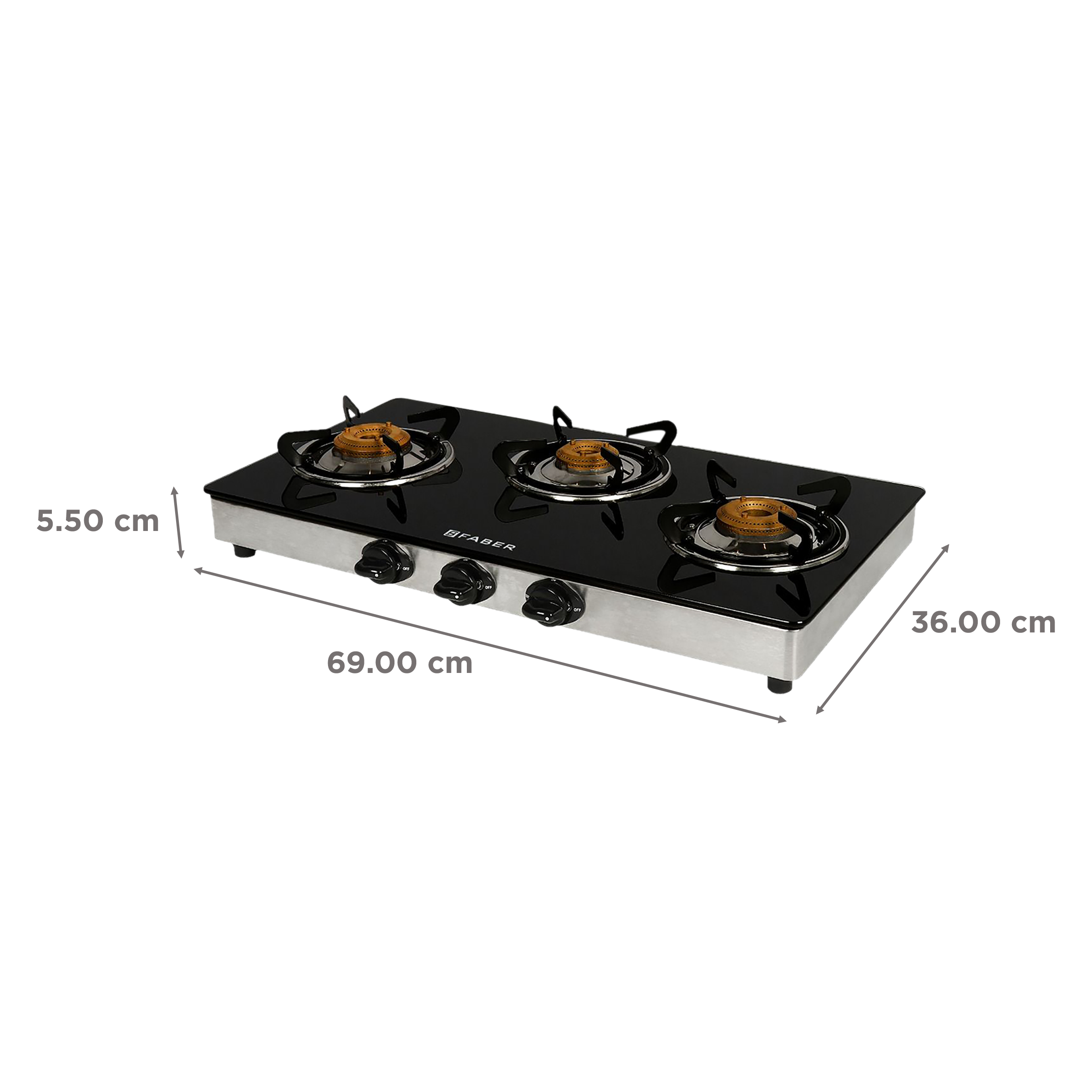 Faber Power 3BB SS Toughened Glass Top 3 Burner Manual Gas Stove (Anti Leak Technology, Black)_2