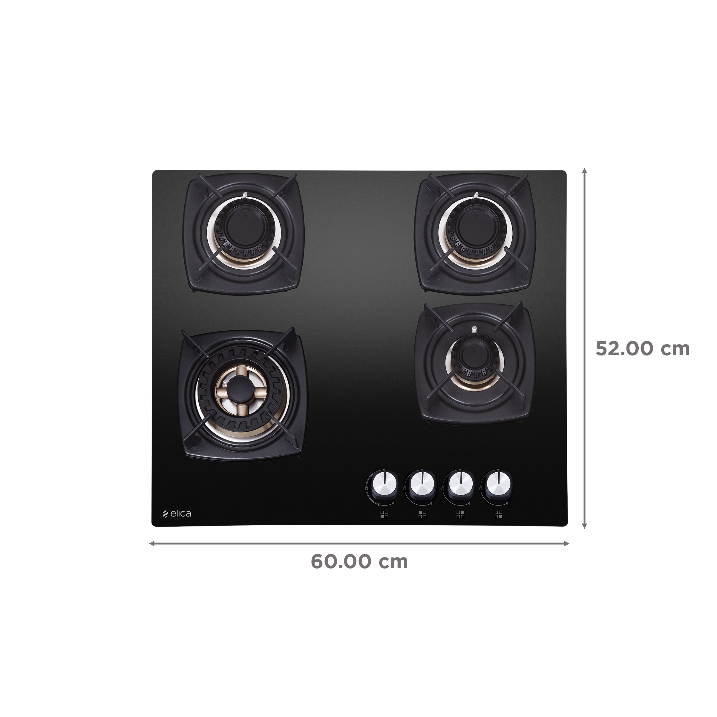 Elica DT FLEXI FB MFC 4B 60 SWIRL Glass Top 4 Burner Automatic Electric Hob (Cast Iron Grid, Black)_2