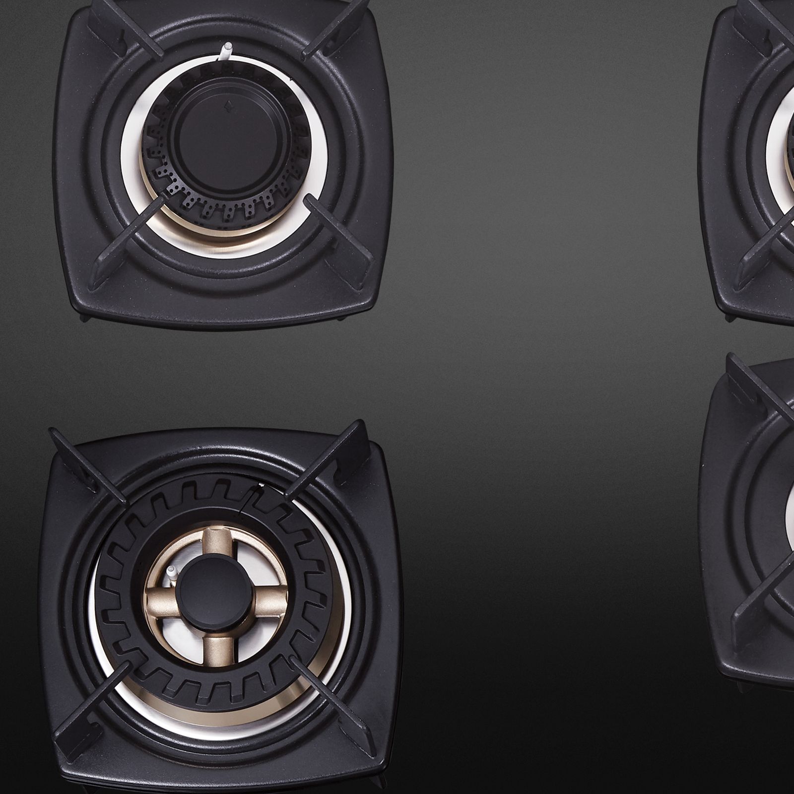 Elica DT FLEXI FB MFC 4B 60 SWIRL Glass Top 4 Burner Automatic Electric Hob (Cast Iron Grid, Black)_4