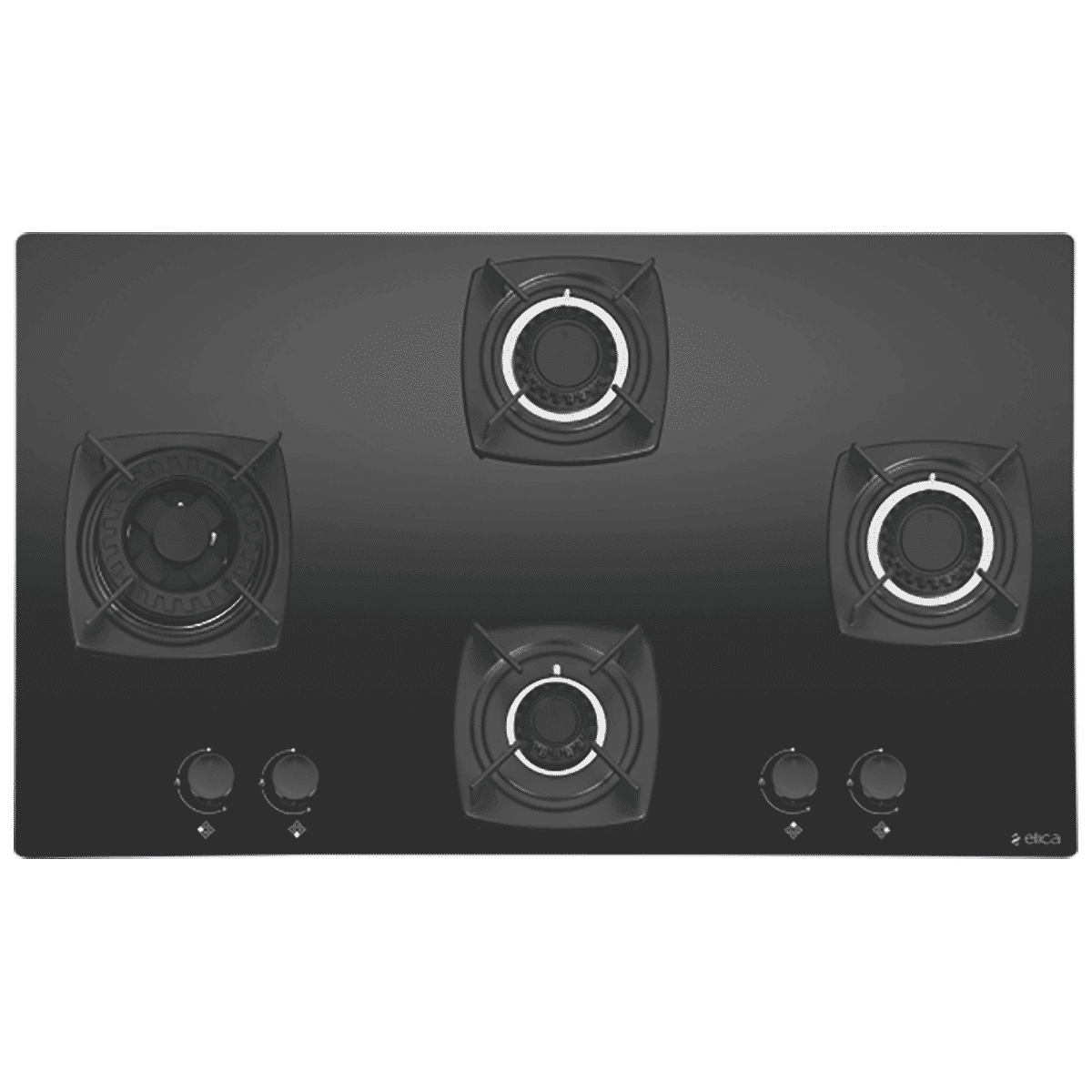 Elica DT FLEXI MFC 4B 91 SWIRL Glass Top 4 Burner Automatic Electric Hob (Cast Iron Grid, Black)_1
