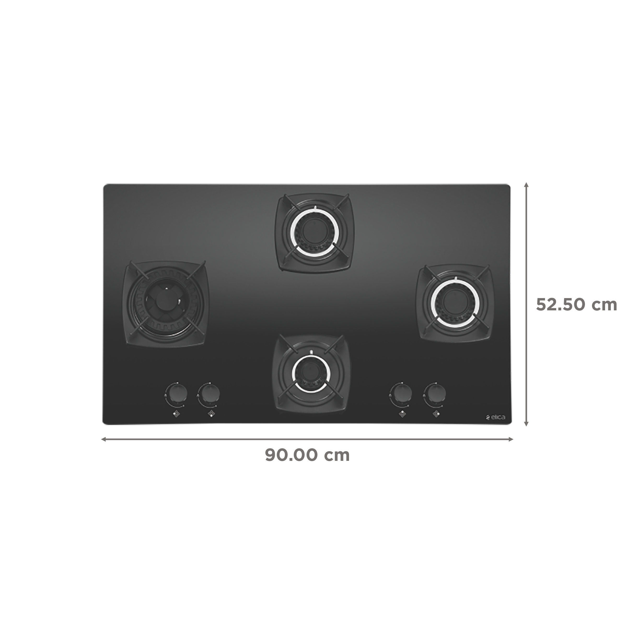 Elica DT FLEXI MFC 4B 91 SWIRL Glass Top 4 Burner Automatic Electric Hob (Cast Iron Grid, Black)_2
