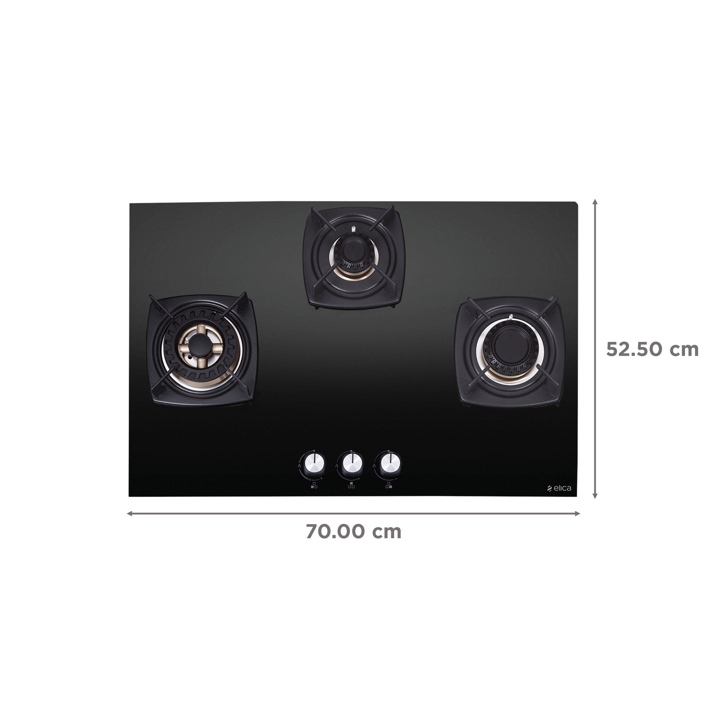 Elica DT FLEXI FB MFC 3B 70 SWIRL Glass Top 3 Burner Automatic Electric Hob (Cast Iron Grid, Black)_2