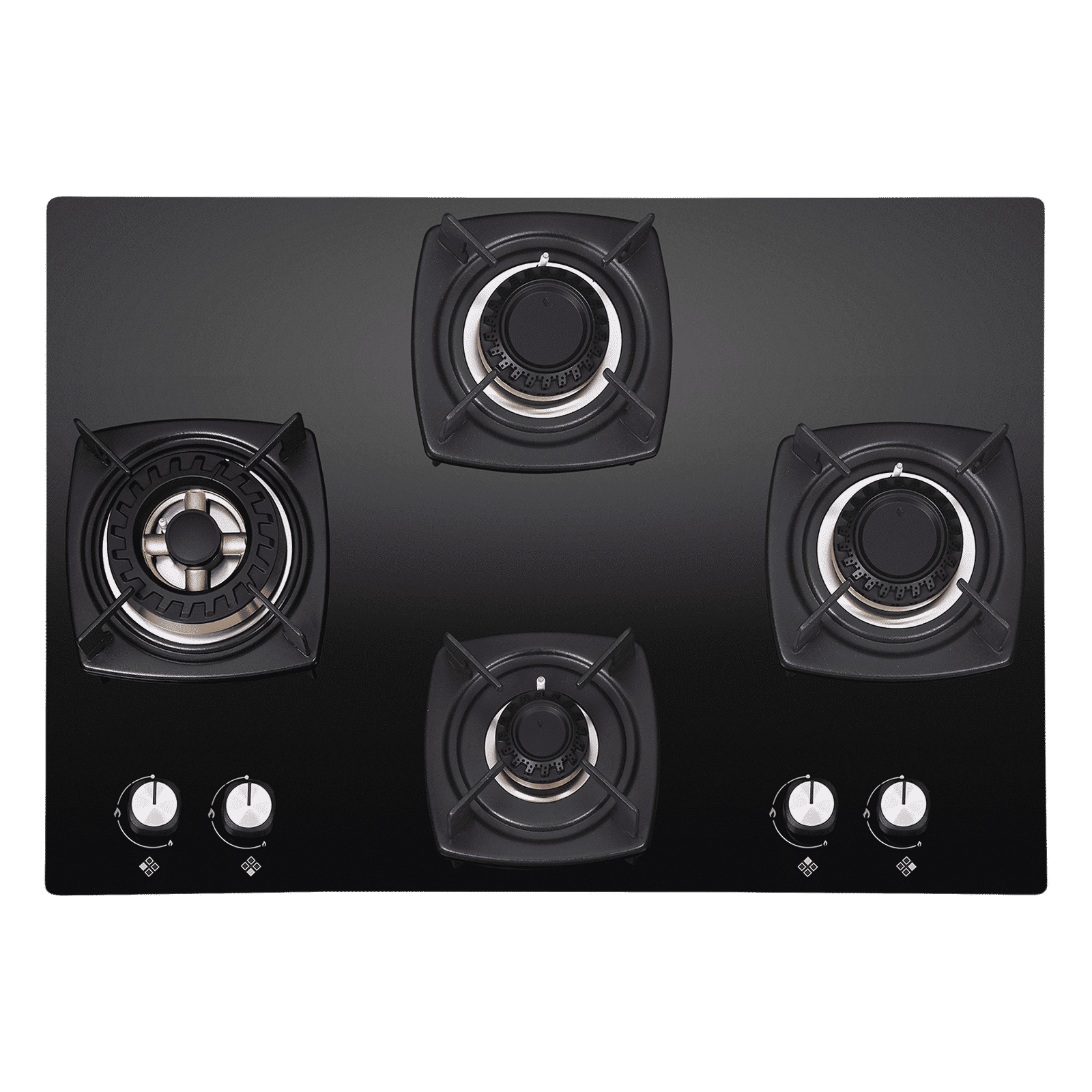 Elica DT FLEXI FB MFC 4B 70 SWIRL Glass Top 4 Burner Automatic Electric Hob (Cast Iron Grid, Black)_1